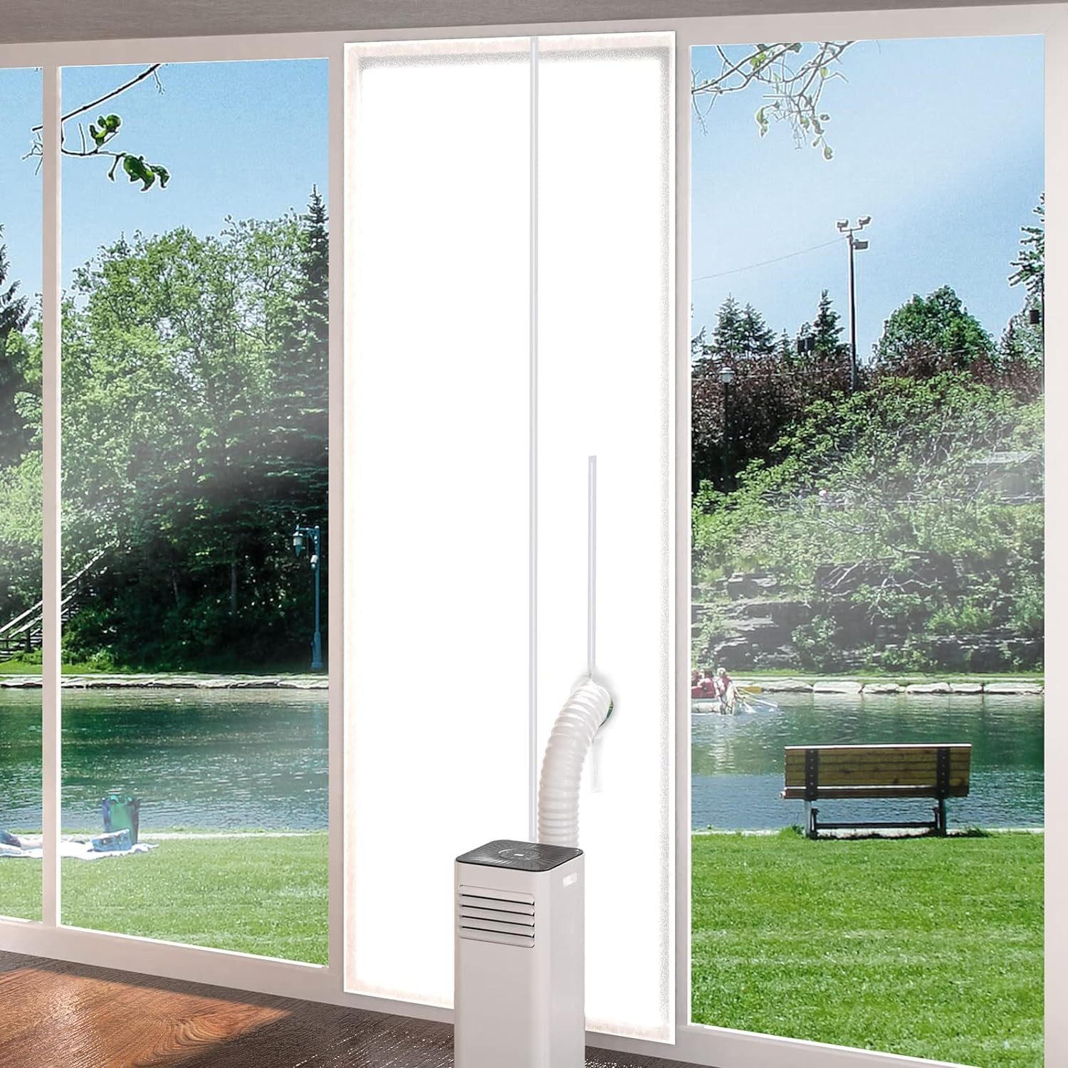 Diwzbyn Türdichtband Türabdichtung für Mobile Klimaanlage – Balkontür Fensterabdichtung, (1-St), mit Reißverschluss, Hot Air Stop, ohne Bohren, 90x210 cm