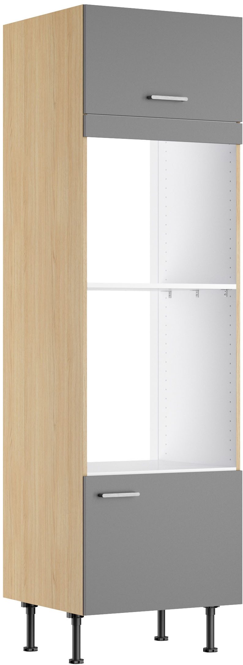 KOCHSTATION Mikrowellenumbauschrank KS-Lucy Breite 60 cm, mit 1 Tür, 1 Klappe, Soft-Close, höhenverstellbare Füße
