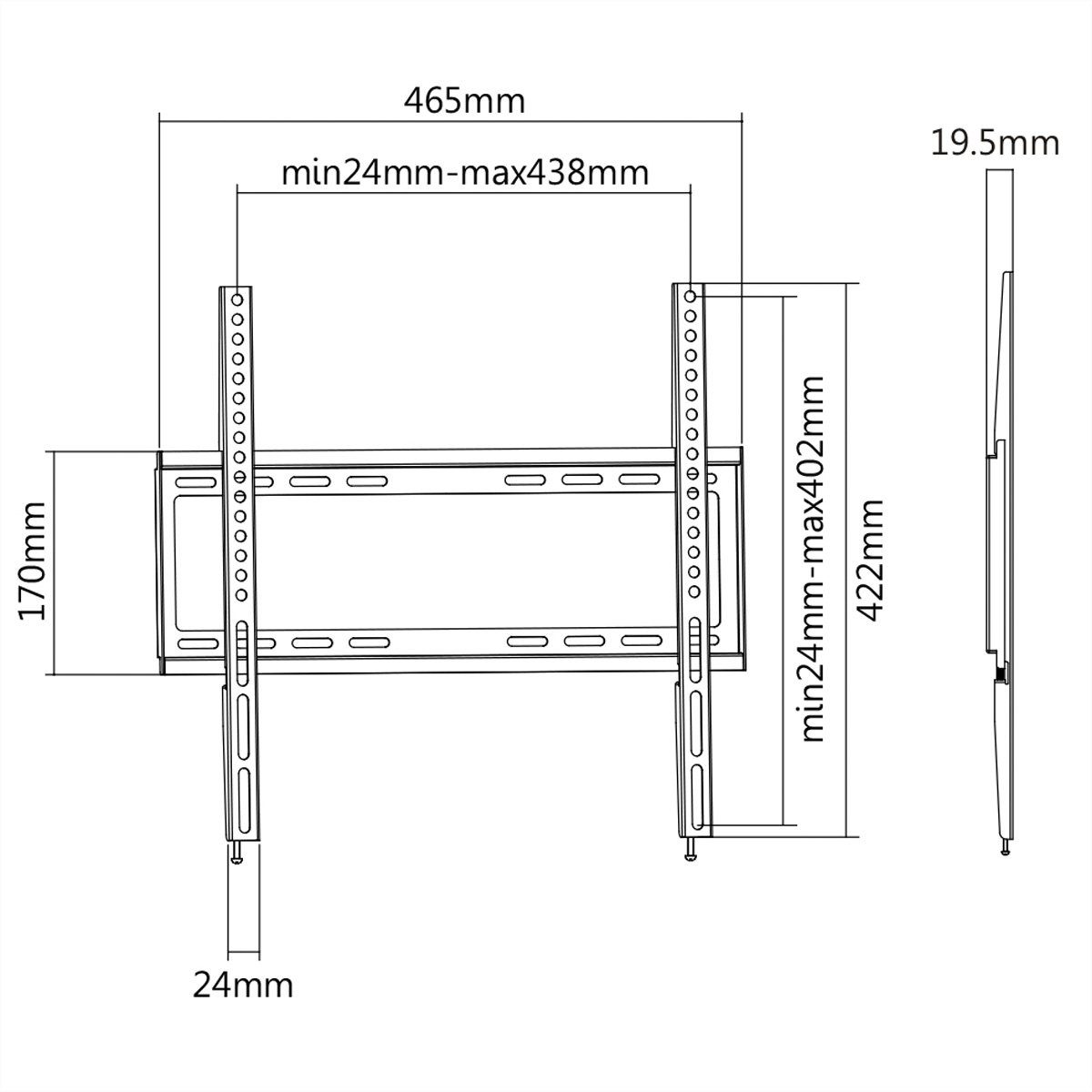 VALUE TV-Wandhalterung Slim TV-Wandhalterung, fest, (bis 55 Zoll, 32-55 Zoll, bis 35 kg)