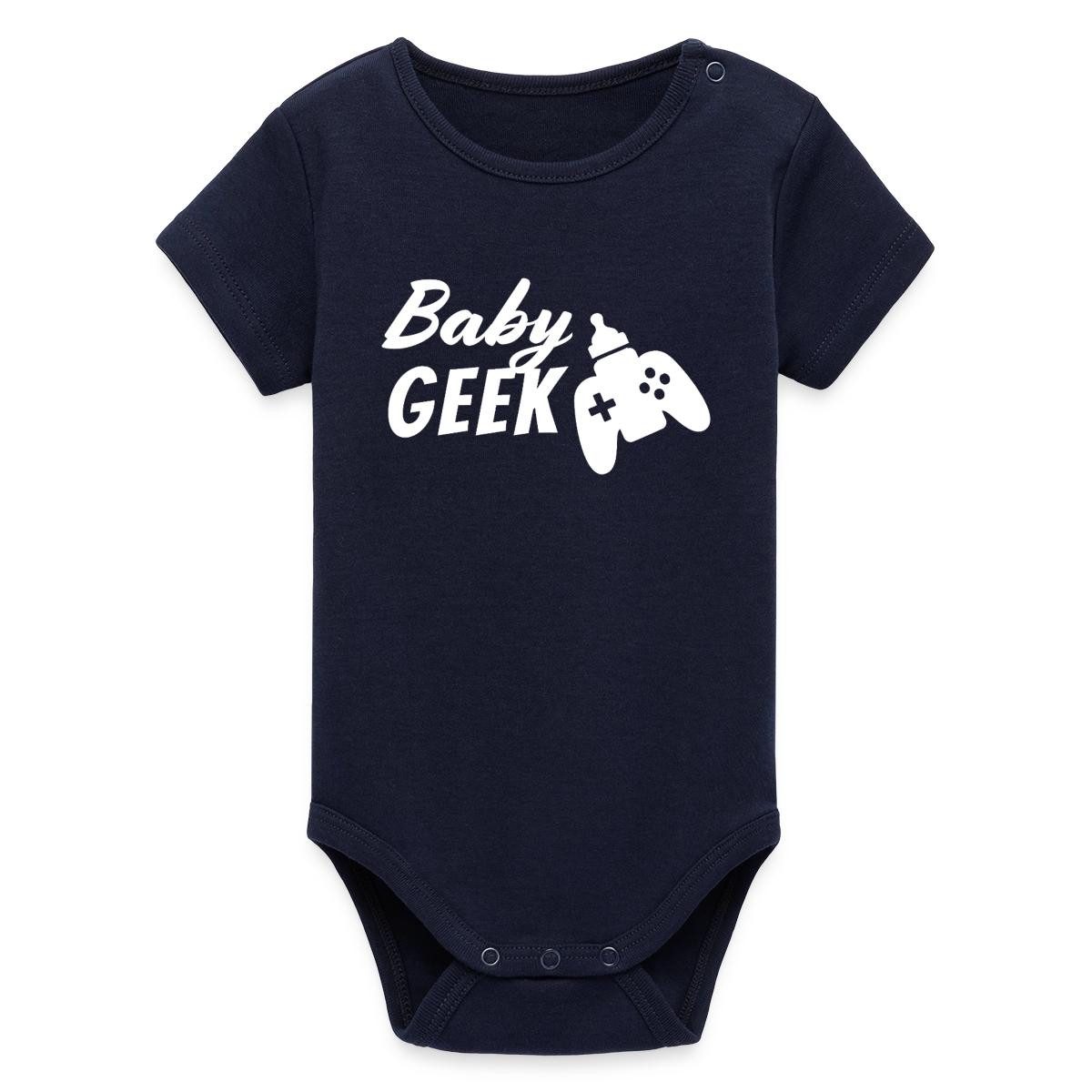 Spreadshirt Kurzarmbody Baby Geek Für Kleine Gamer Bio Kurzarm Baby Body (1-tlg)