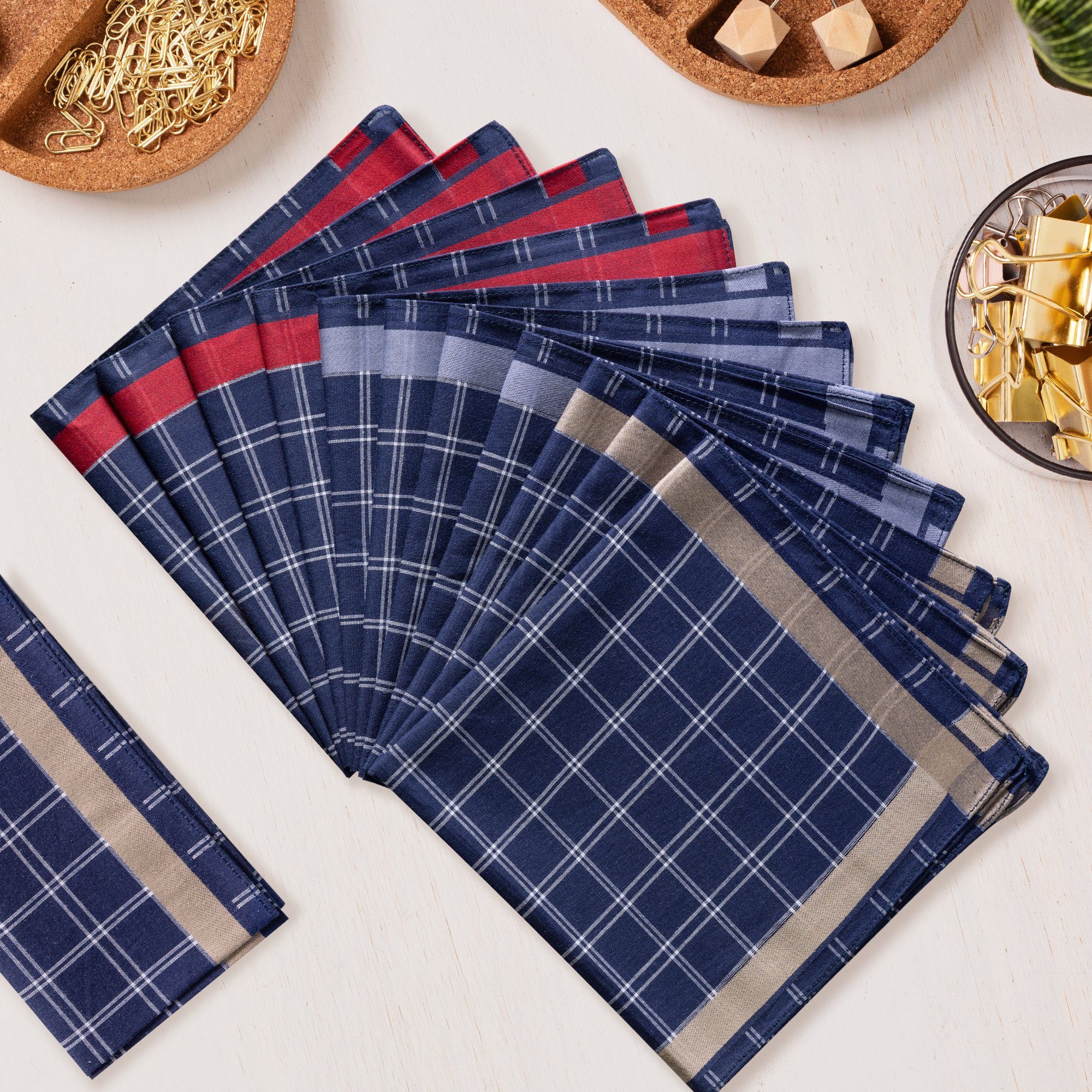 JEMIDI Handtuch Taschentücher aus Baumwolle - 12x Stofftaschentücher im Set günstig online kaufen