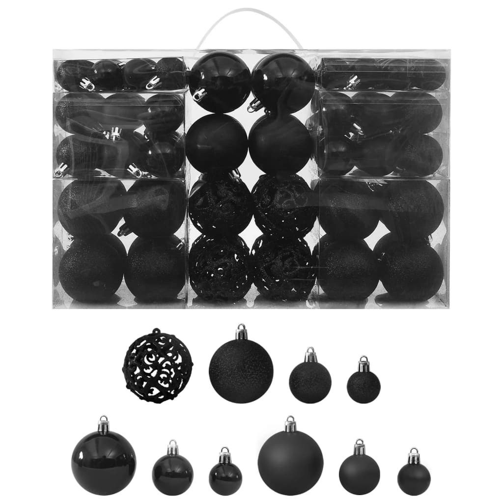 vidaXL Christbaumschmuck 100-tlg. Weihnachtskugel-Set Schwarz (100-tlg)