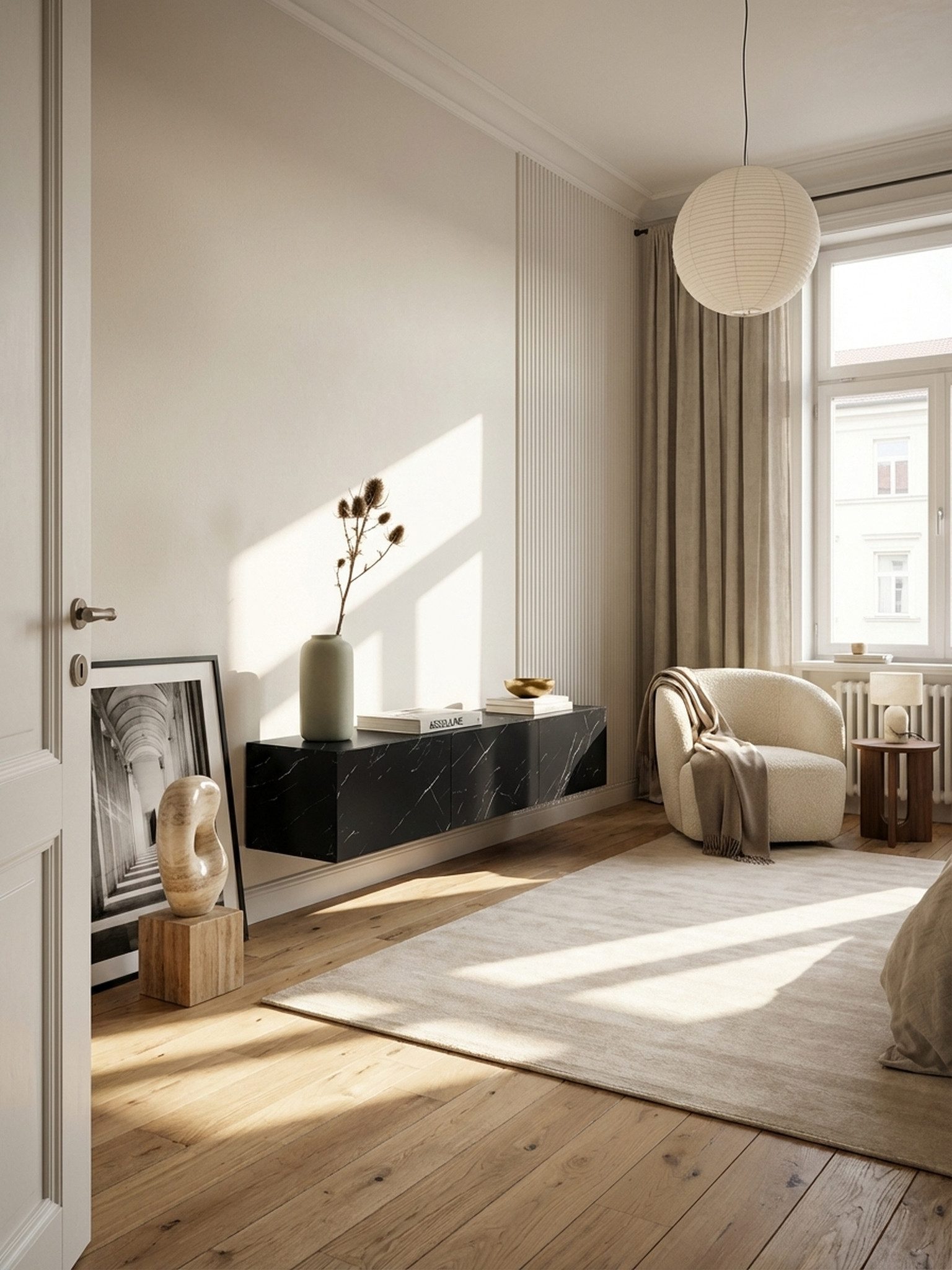 KADIMA DESIGN Lowboard Lowboard Hängend Marmor-Optik Schwarz 160x30x30 cm TV-Schrank, Design (Fernsehkommode zum Aufhängen), Fernsehtisch mit Klapptüren Modern, Fernsehschrank Wand, TV-Kommode