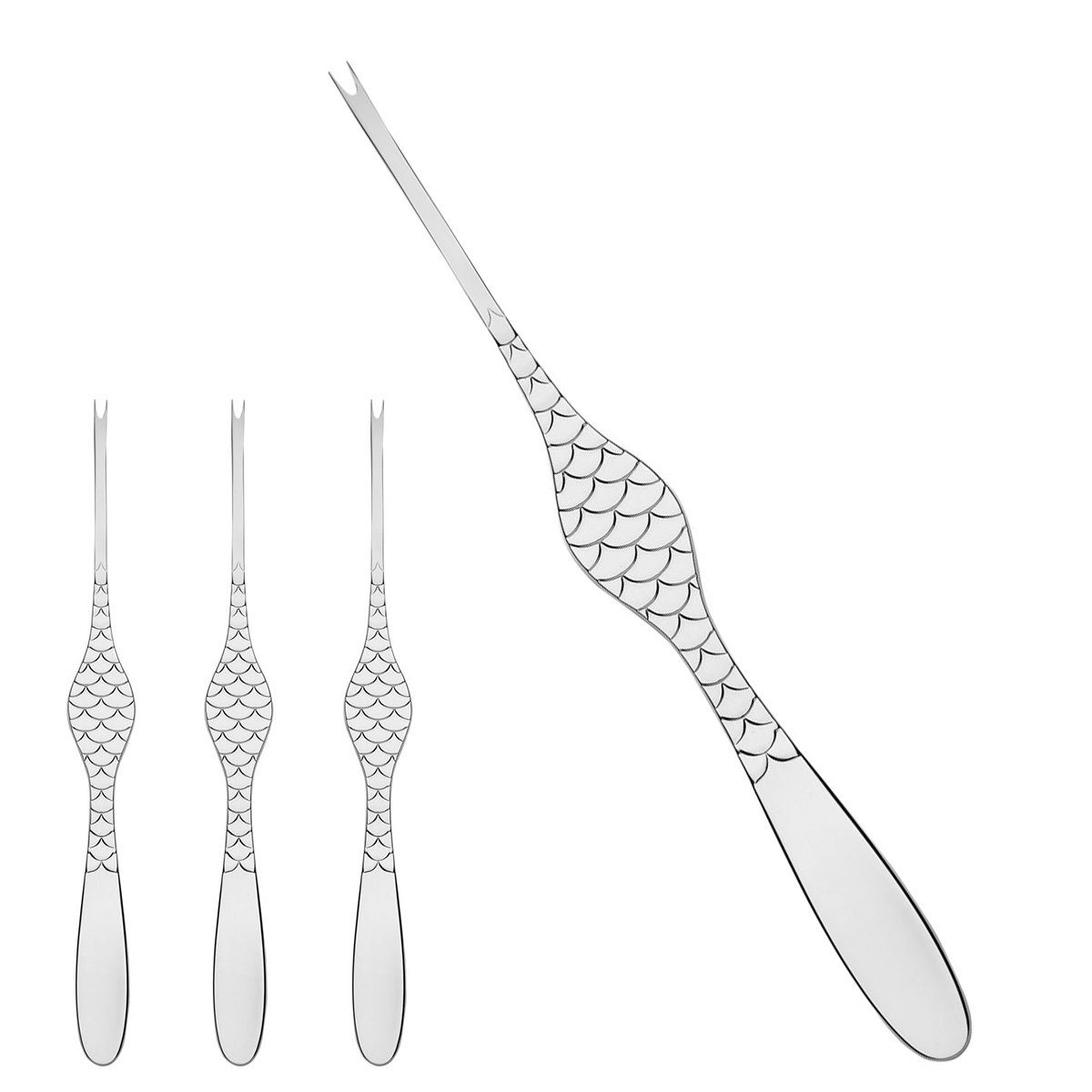Alessi Besteck-Set Hummerstifte 4er Set COLOMBINA FISH, 18/10 Edelstahl, poliert