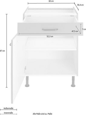 OPTIFIT Unterschrank Elga mit Soft-Close-Funktion, Vollauszug, Metallgriffen, Breite 60 cm