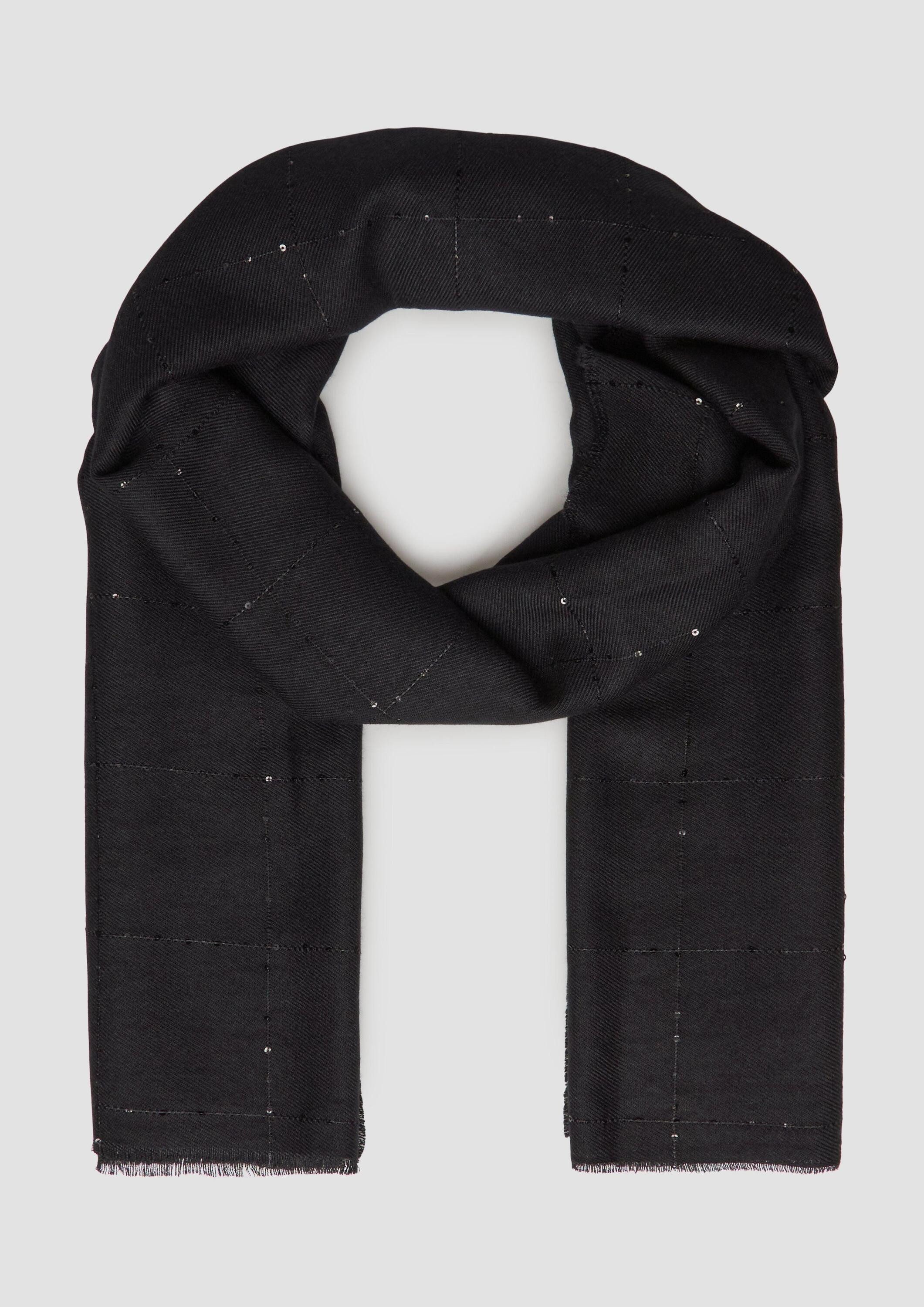 s.Oliver Schal Tuch, Breiter Schal mit umlaufenden Fransen und Pailletten-D günstig online kaufen