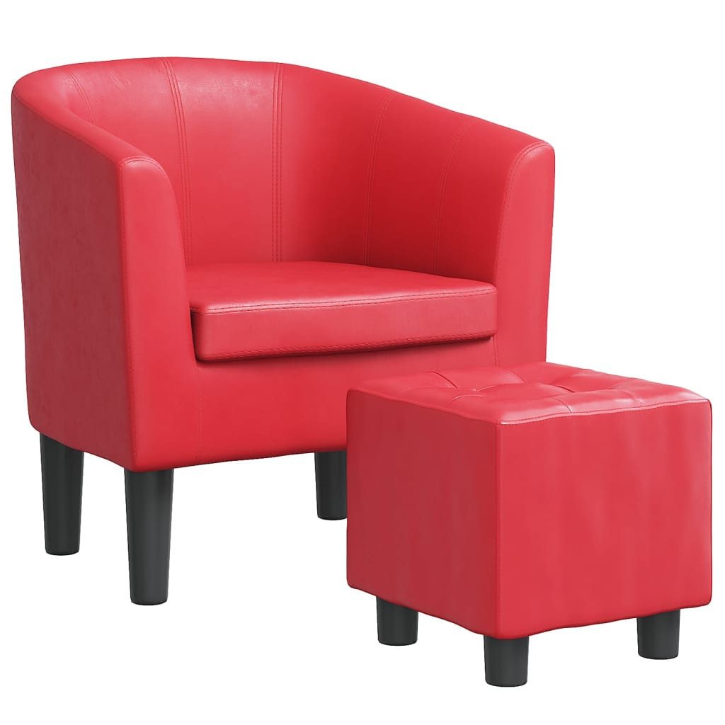 furnicato Cocktailsessel Moderner Clubsessel Rot 70 x 56 x 68 cm mit Fußhocker (1-St)