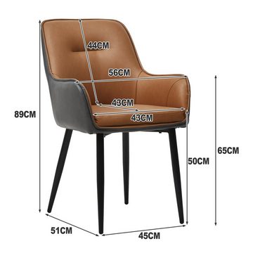 CLIPOP Esszimmerstuhl Kunstlederstuhl (2er Set), Zweifarbige Design-Küchenstuhl, Gepolsterter Stuhl mit Metallbeinen