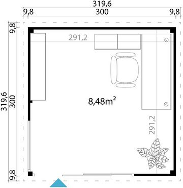 LASITA MAJA Gartenhaus DOMEO 1 SCHWEDENROT/ANTHRAZIT, BxT: 319,6x319,6 cm, (Set), Fundamentmass 3000 x 3000, Schwedenrot