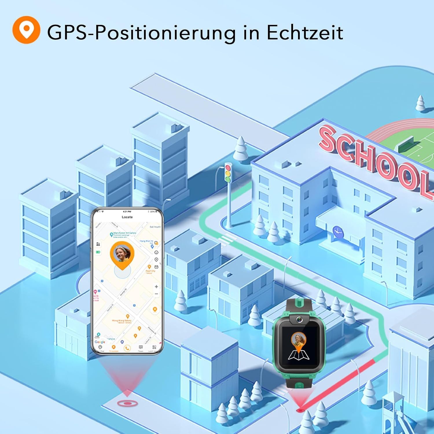 imoo Z1 Smartwatch (2,5 cm, sim-karte), Kinder Smartwatch mit Videoanruf Ortung Schutzfunktionen