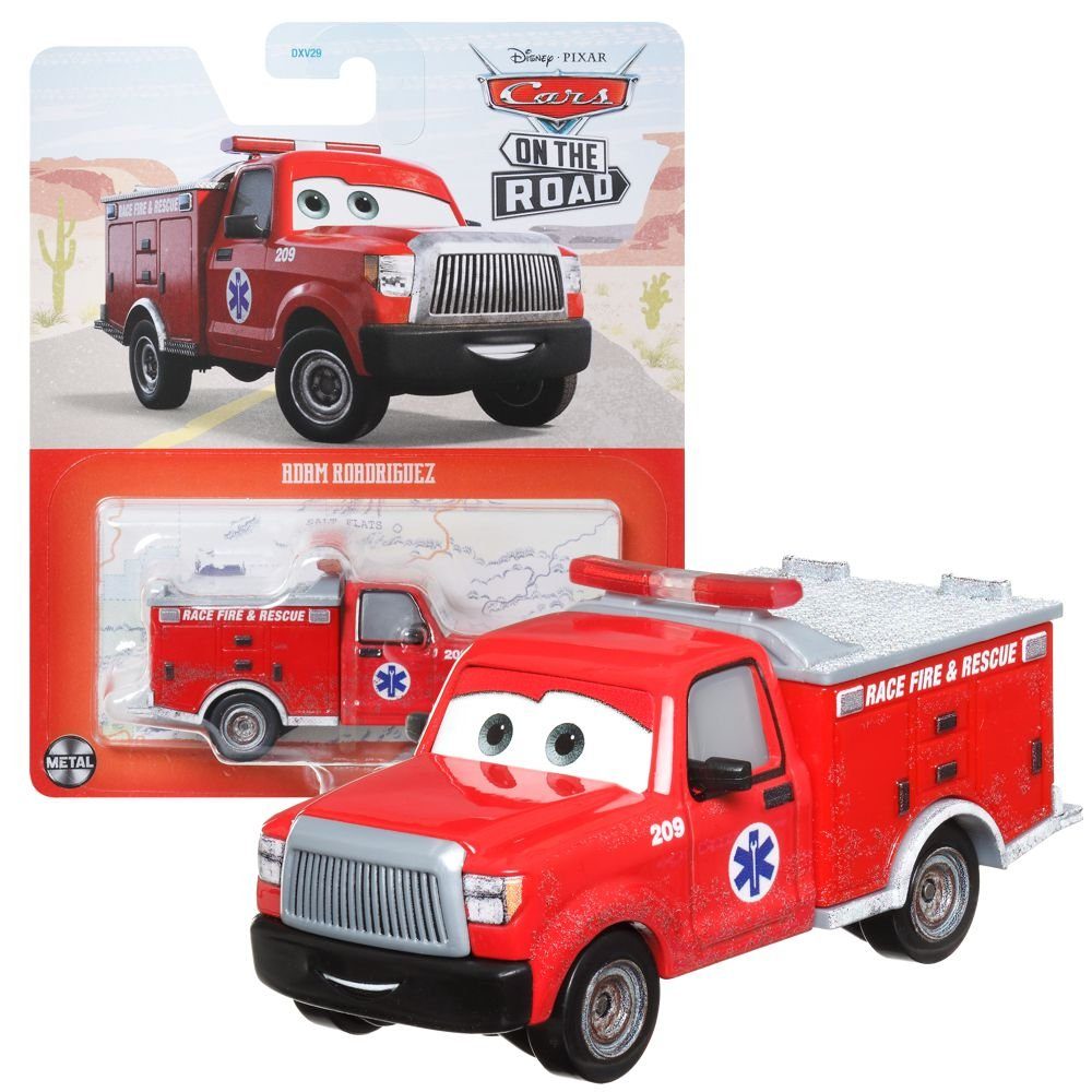 Spielzeug-Rennwagen Adam Roadriguez HKY37 Disney Cars Cast 1:55 Autos Mattel Fahrzeuge