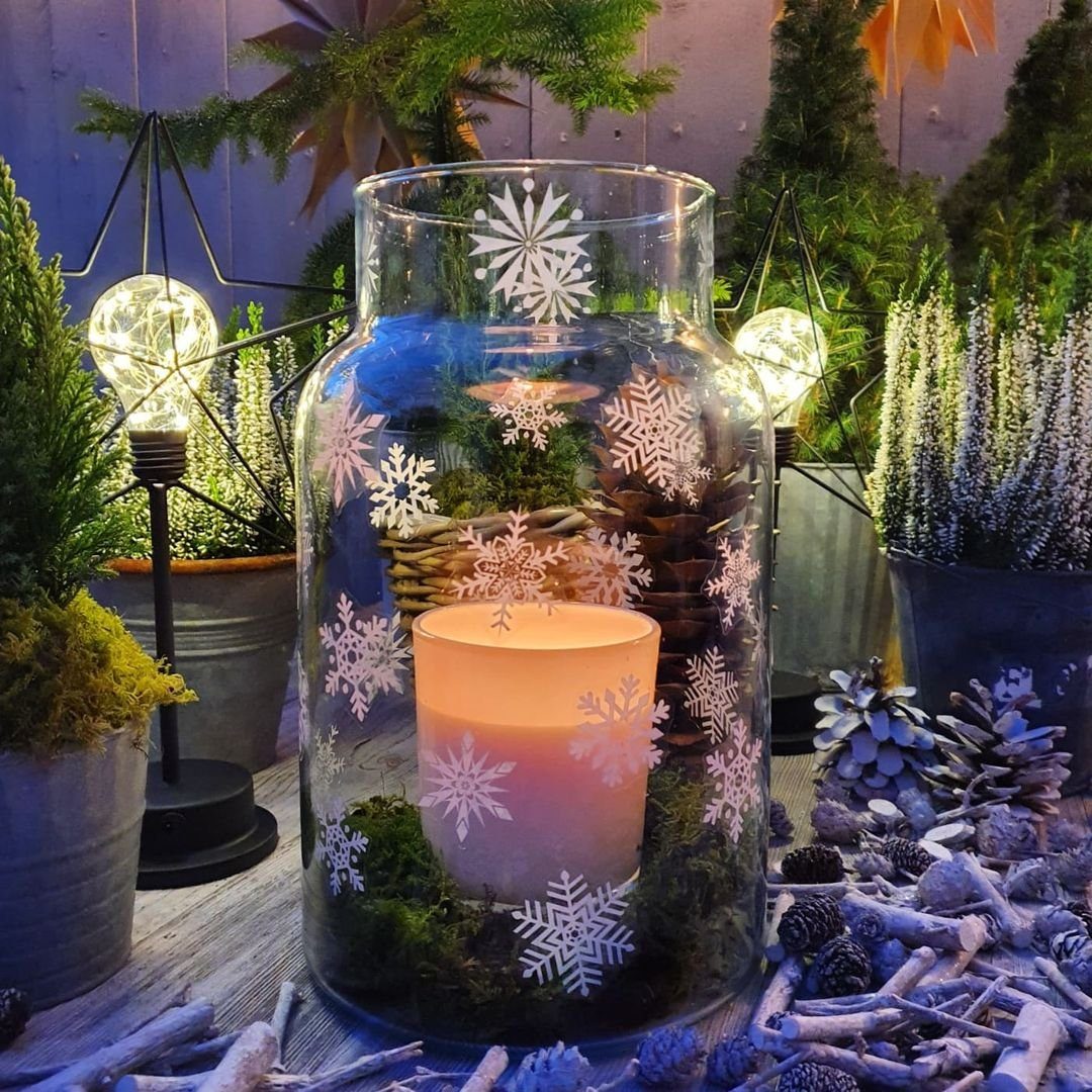 Salcar Fensterbild Fensteraufkleber Weihnachten Schneeflocken Weihnachtsdek günstig online kaufen