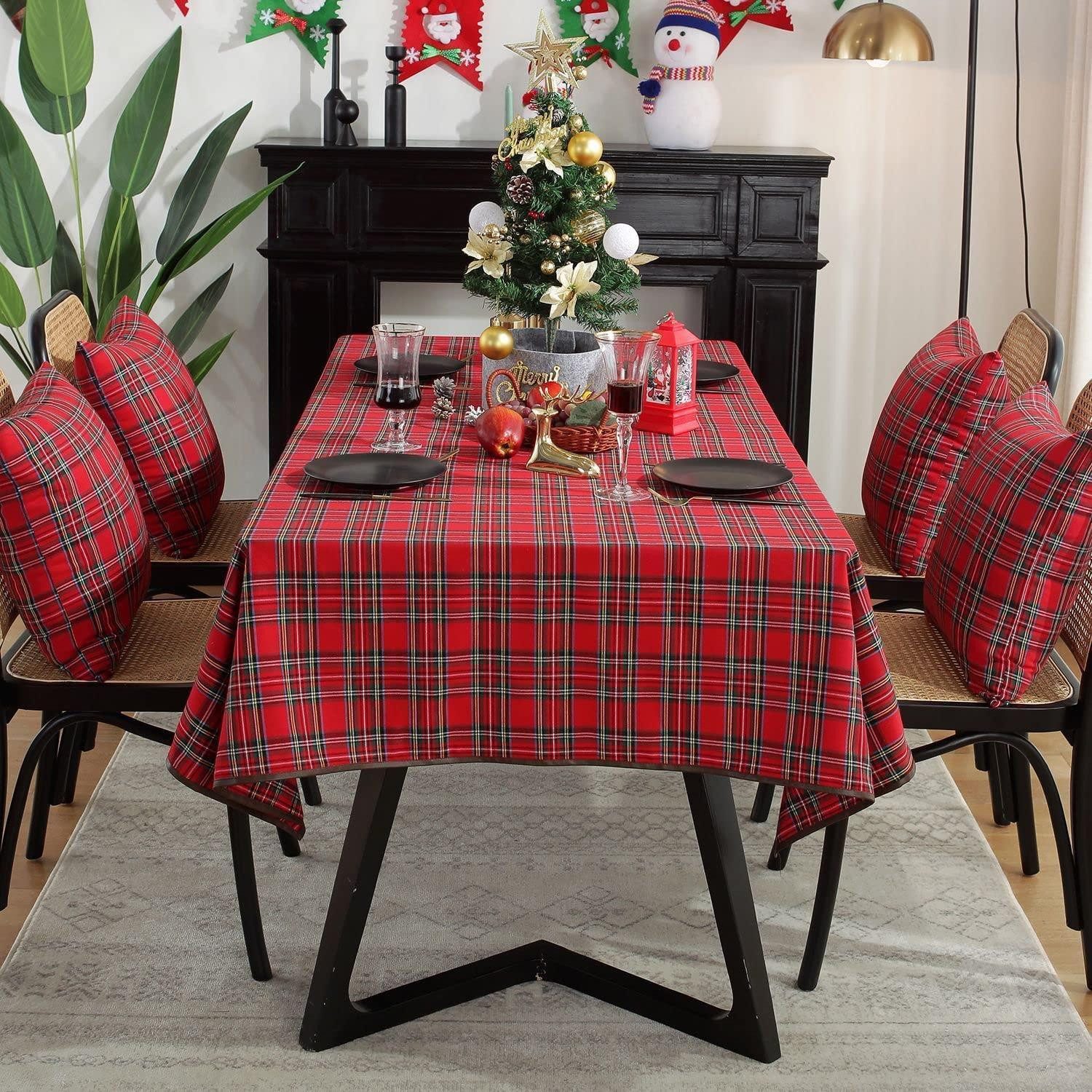 LuxusKollektion Tischdecke Tischdecke Karo Rot 140x220cm (1-tlg)