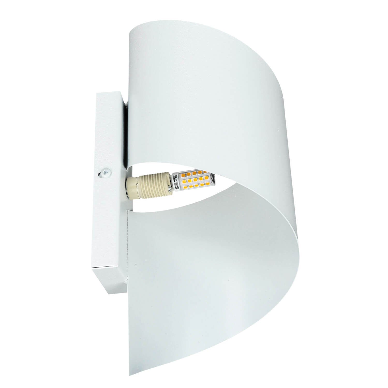 cm FLOW, Flur Down LED Treppenhaus H: indirekt Licht-Erlebnisse 30 Up wechselbar, Metall G9 Wandleuchte Warmweiß, Weiß