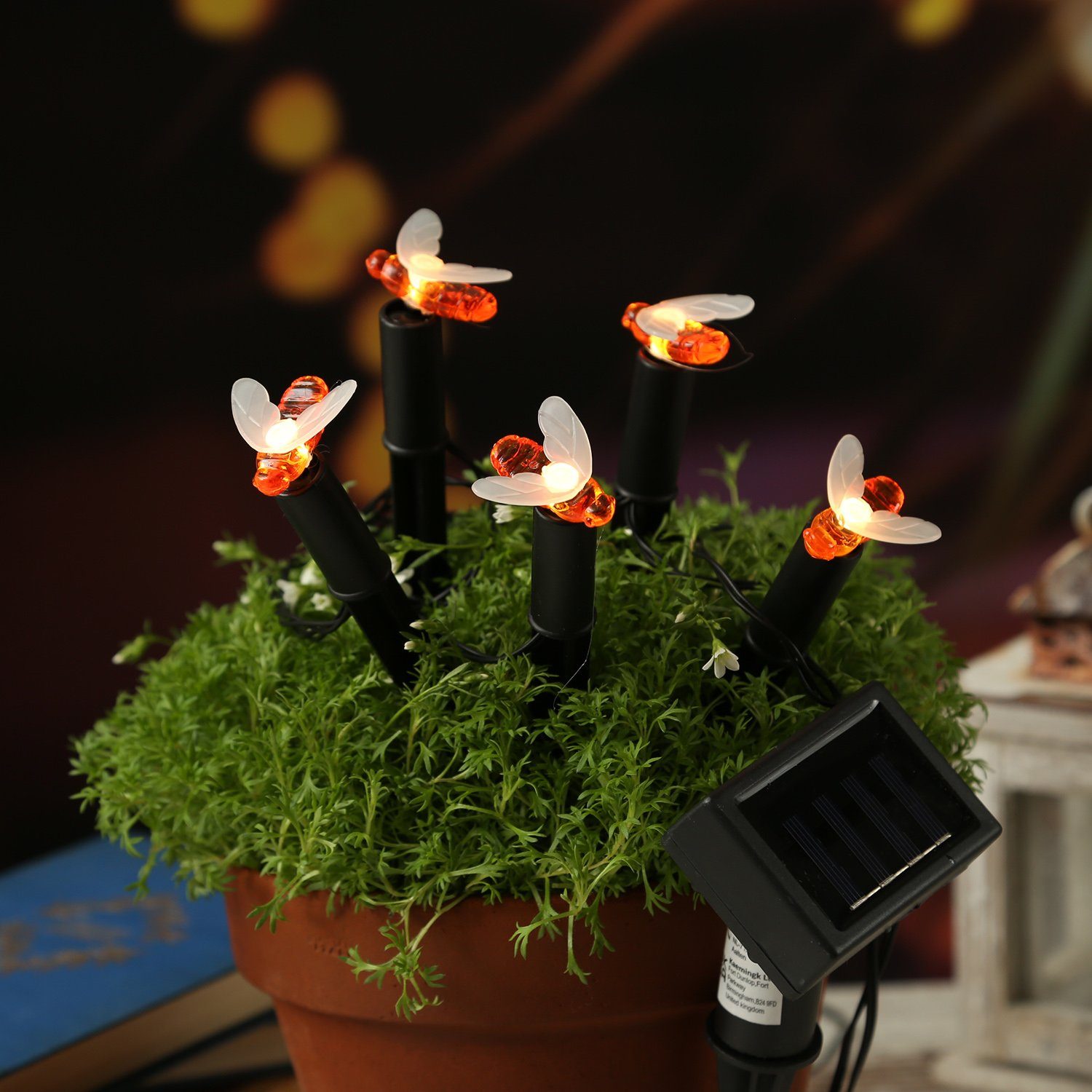 Lichterkette Gartendeko, LED LED warmweiß Solar Blumentopfdeko (2100K Beetstecker bis MARELIDA Solarleuchte Bienen LED 3000K) Classic,