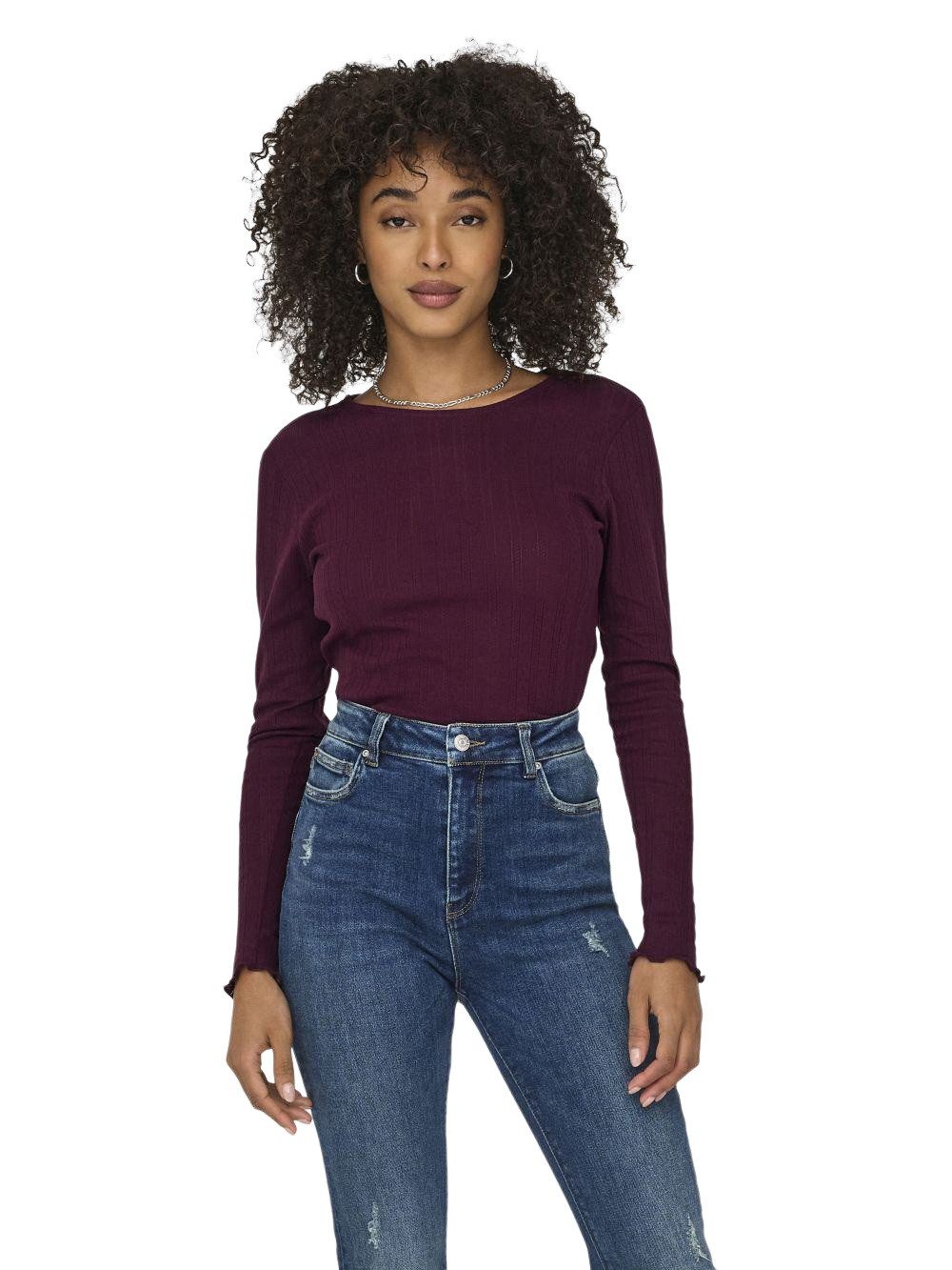 Langarmshirt Damen Langarmshirt ONLCARLOTTA Regular Fit