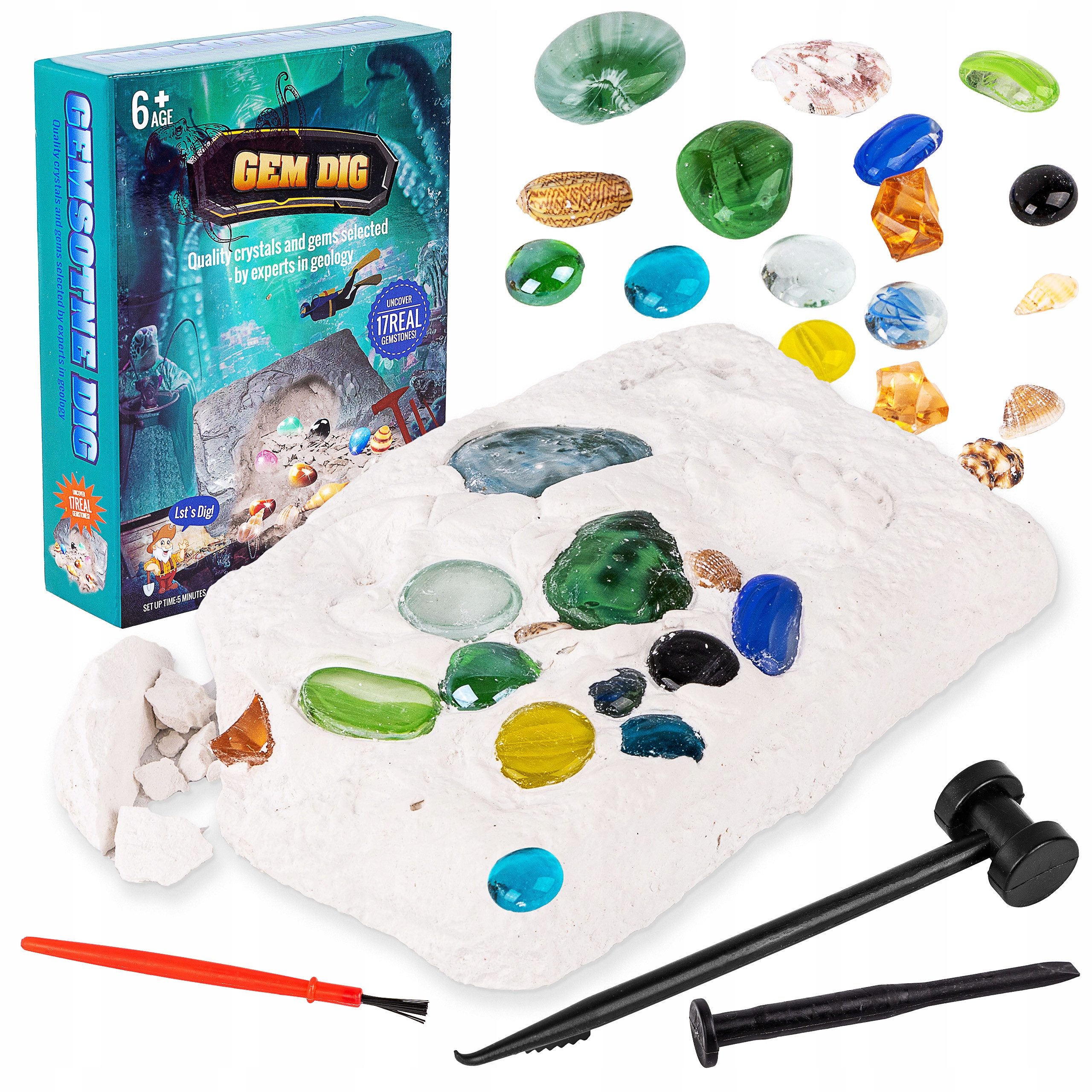 kinderplay Spiel Kristall- und Diamantenmine – Lernset für Kinder – Archäologie-Spiel