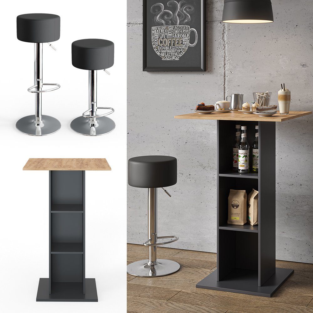 Vicco Bartisch Rodeo, Anthrazit/Goldkraft Eiche, 70 günstig online kaufen
