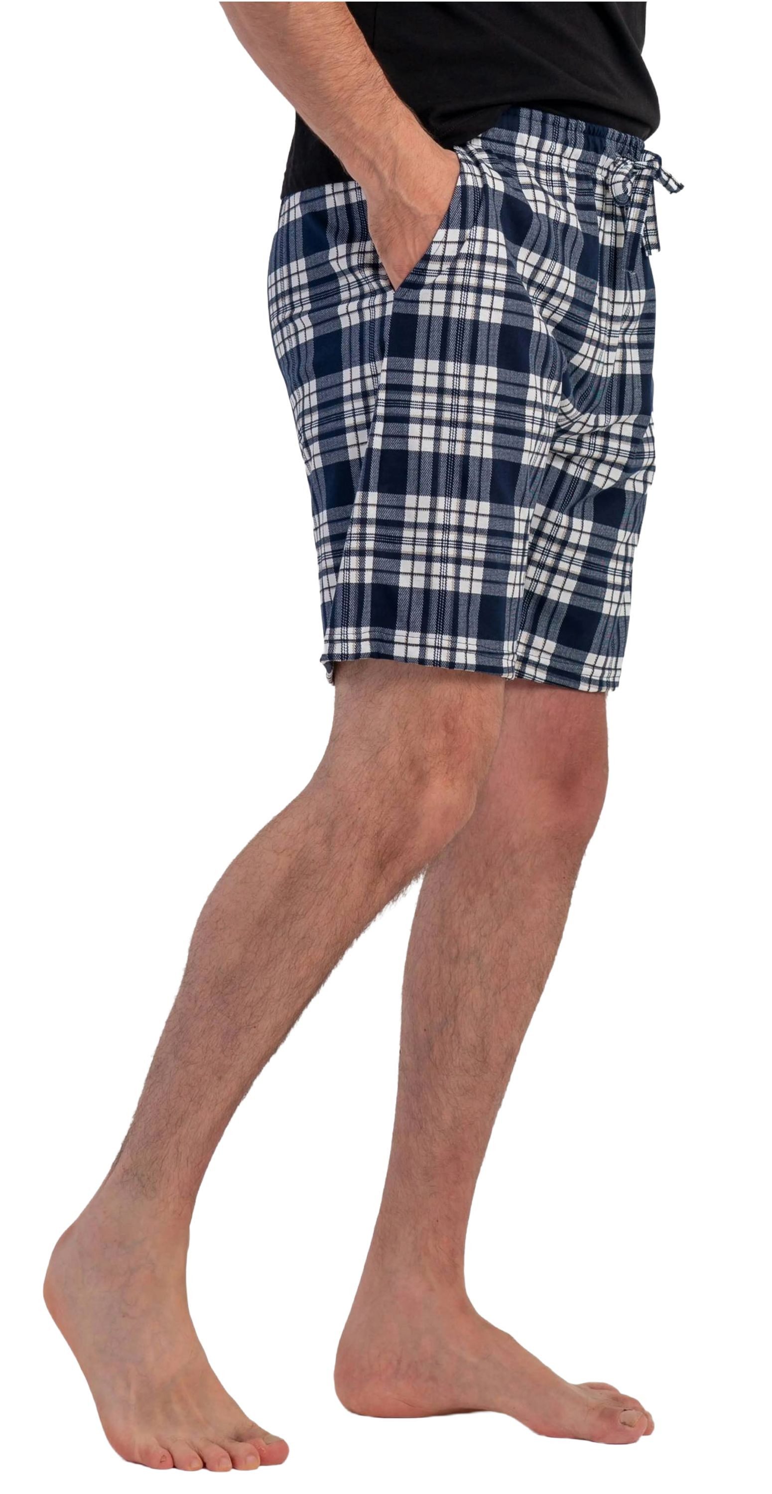 Vienetta Pyjamashorts Man (1-tlg., 1-teilig) Herren Schlafhose kurz Shorts Relaxhose Homewearhose Baumwolle