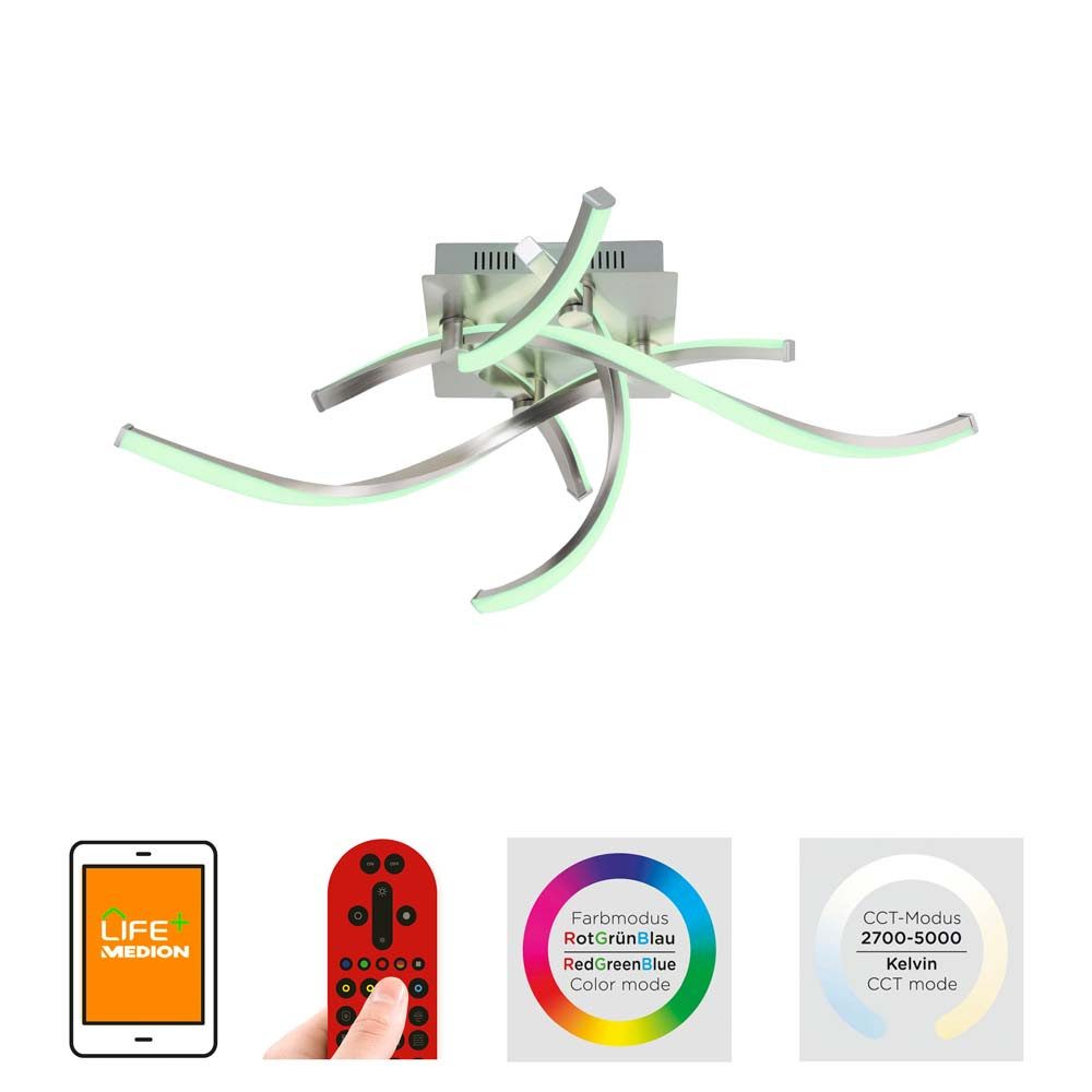 JUST LIGHT LED Deckenleuchte, LED-Leuchtmittel fest verbaut, Kaltweiß, Warmweiß, Neutralweiß, Tageslichtweiß, Farbwechsel, Deckenleuchte Deckenlampe Designlampe Smart LED Dimmer Fernbedienung L
