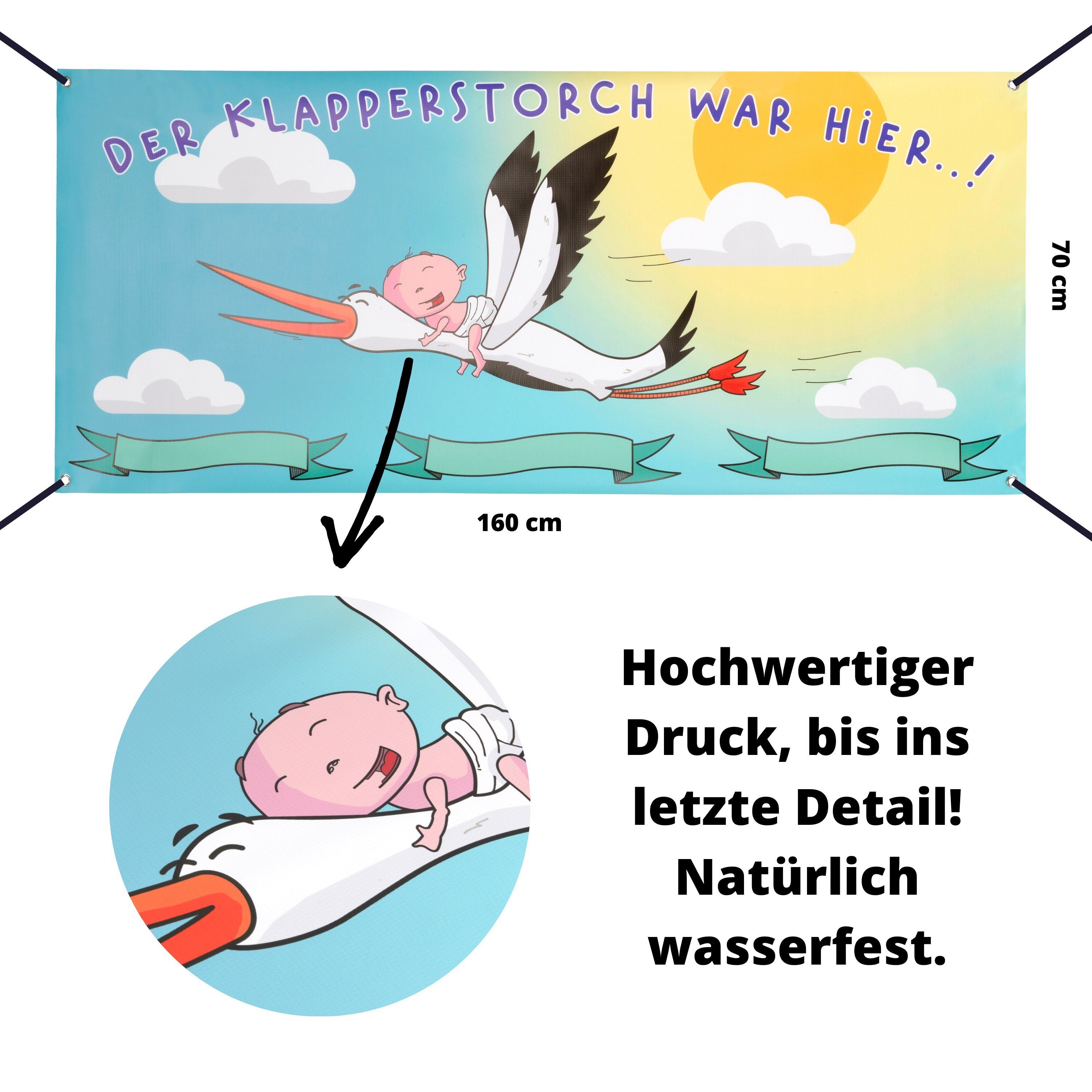 Makai Dekoobjekt Banner Plakat zur Geburt Storch Geschenk – Bild 3 von 5