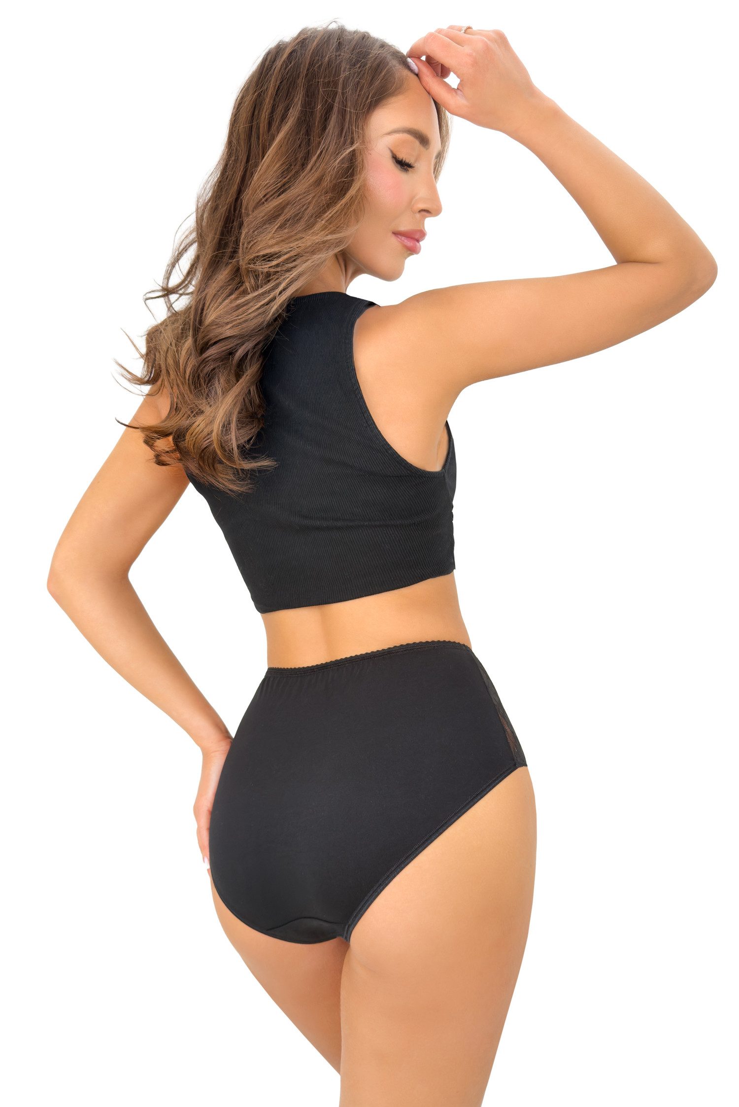Donna Taillenslip 272 (2-St) Damen 2er Pack Taillen Slips Unterhosen florale Spitze Baumwolle – Bild 3 von 4