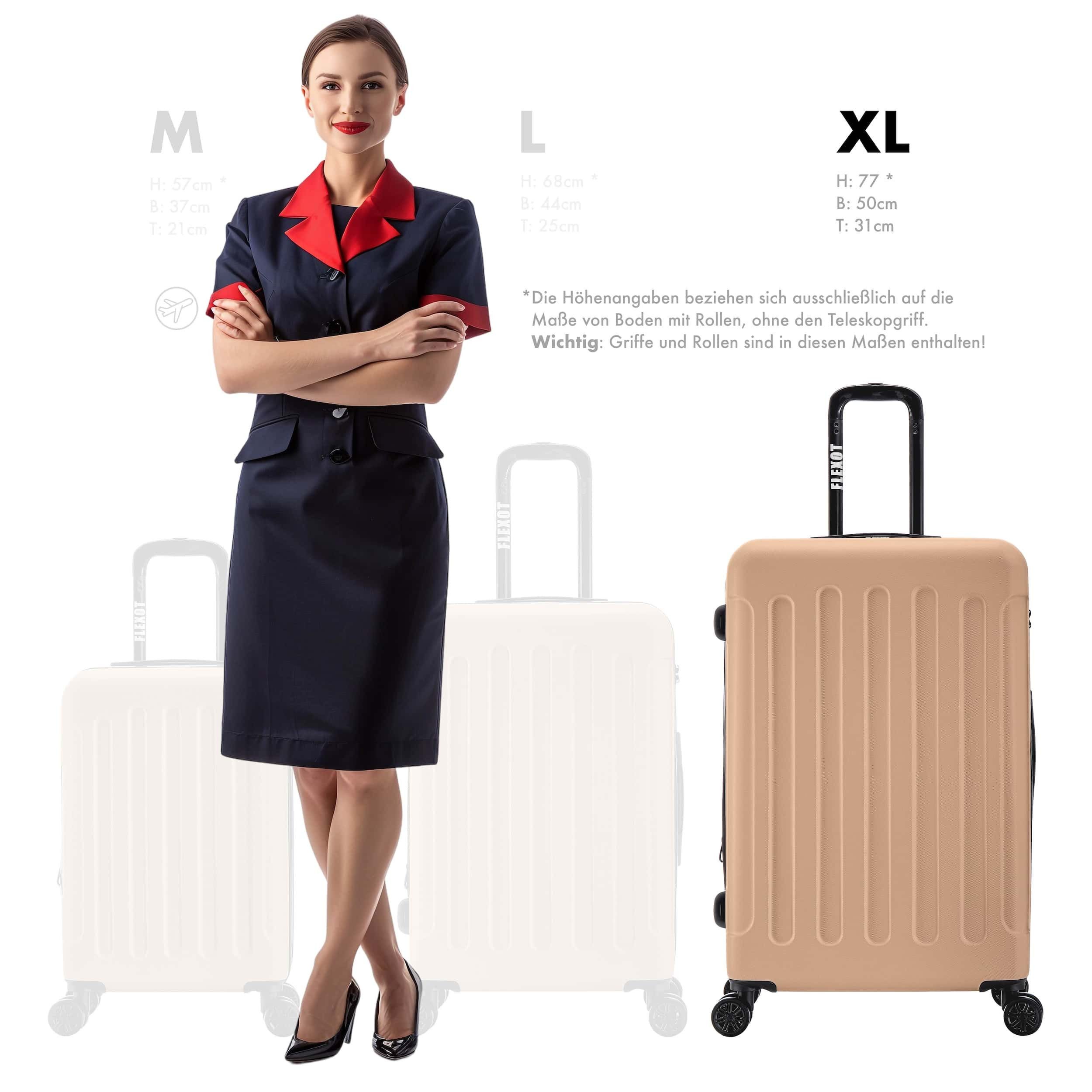 Flexot Hartschalen-Trolley F-3045 (Gr. M, L, XL) – Kofferset – ABS-Hartschale, 4 Rollen, Robuster und moderner Koffer mit vier 360° Rollen und Zahlenschloss – Bild 2 von 5