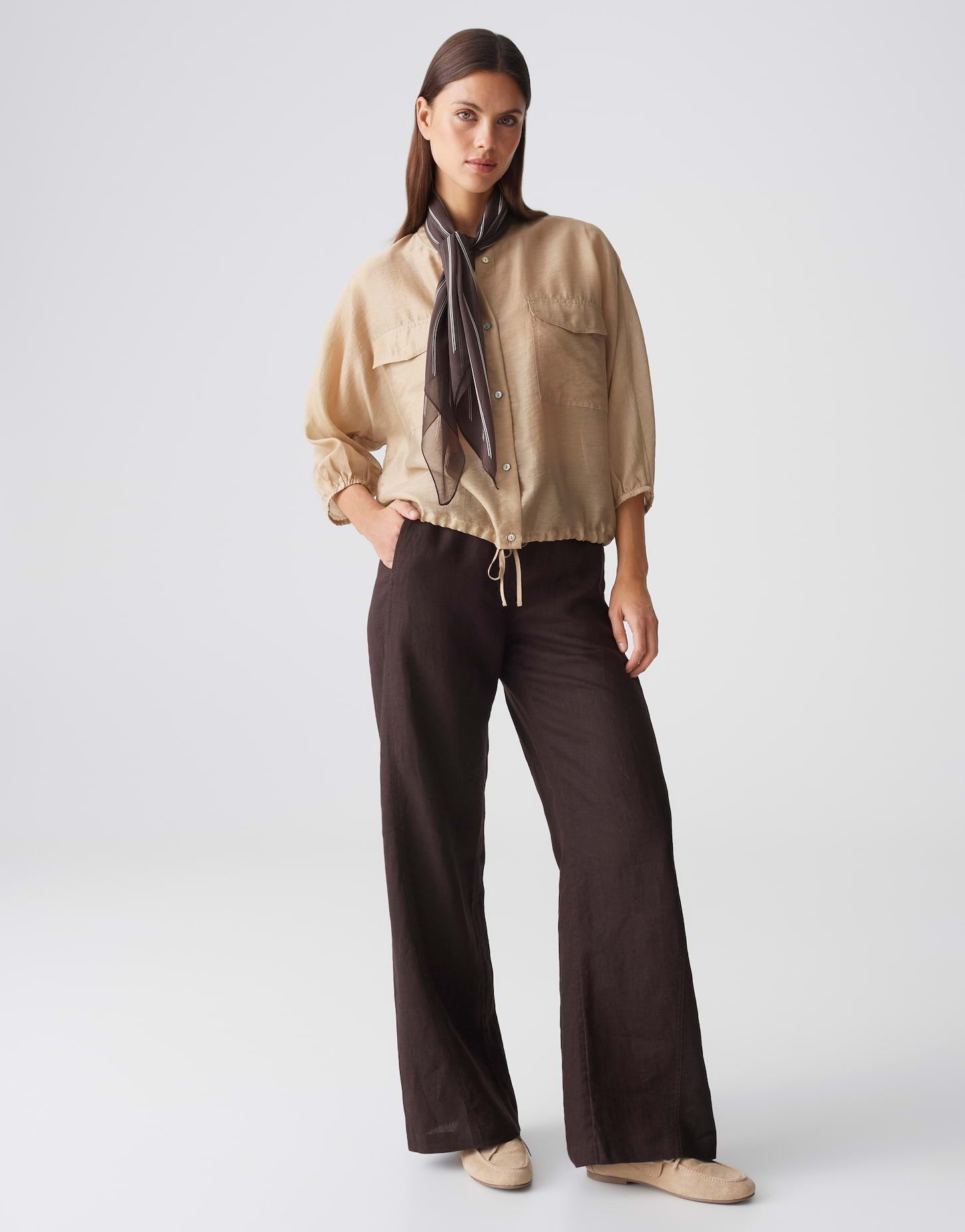 OPUS Halstuch Alinie scarf aus leichter Webware mit Crepe Optik, Ideal für entspannte Casual Looks im Alltag