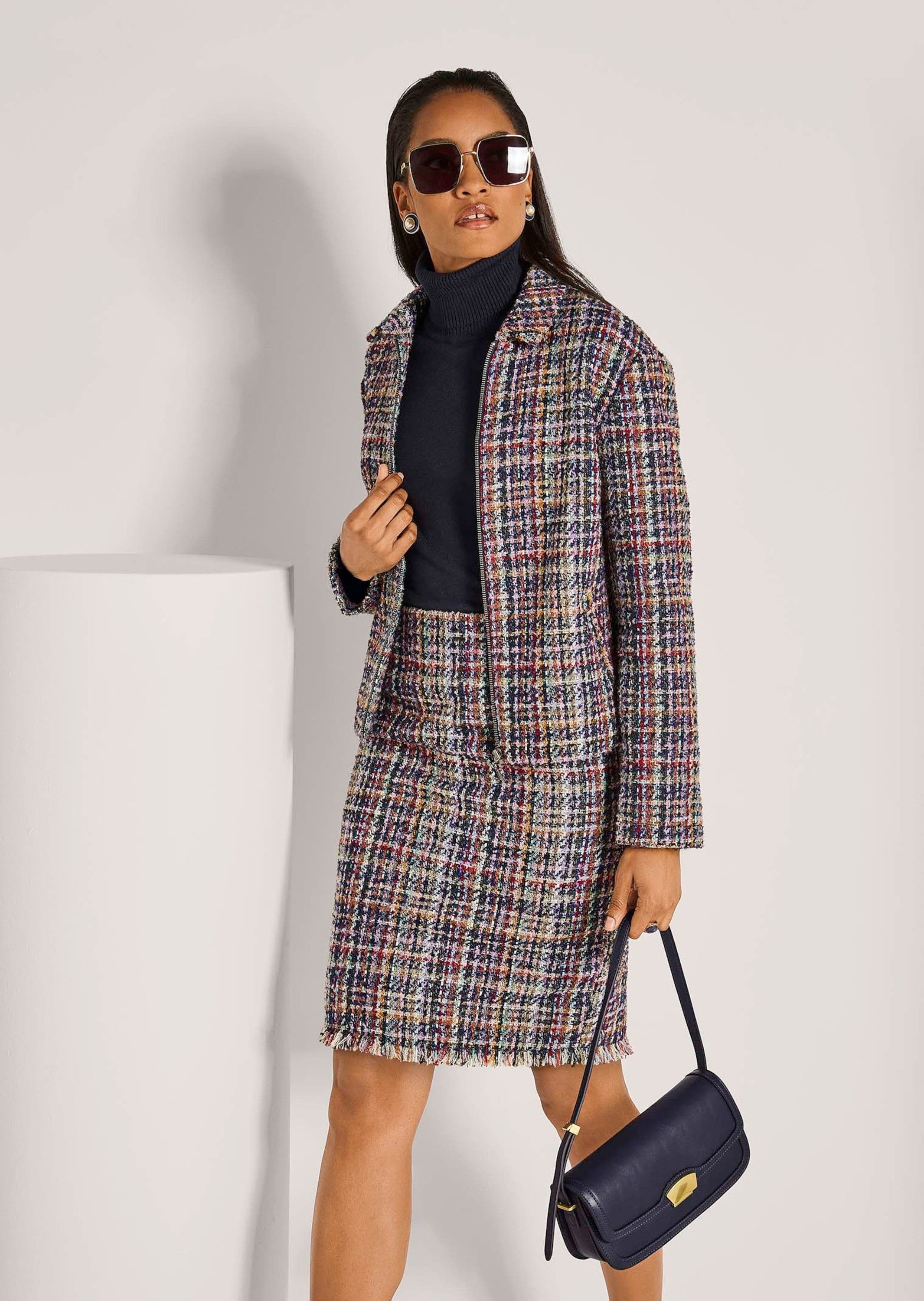 MADELEINE Kurzblazer Moderner Kurzblazer mit Zipper Blazer mit Klappkragen und langen Ärmeln – Bild 3 von 5