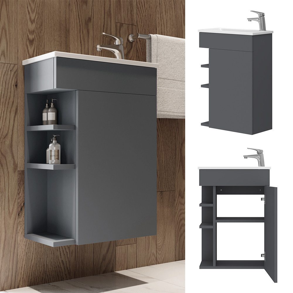 Vicco Badmöbel-Set Amadeo, Anthrazit/Weiß, 2 Teile, günstig online kaufen
