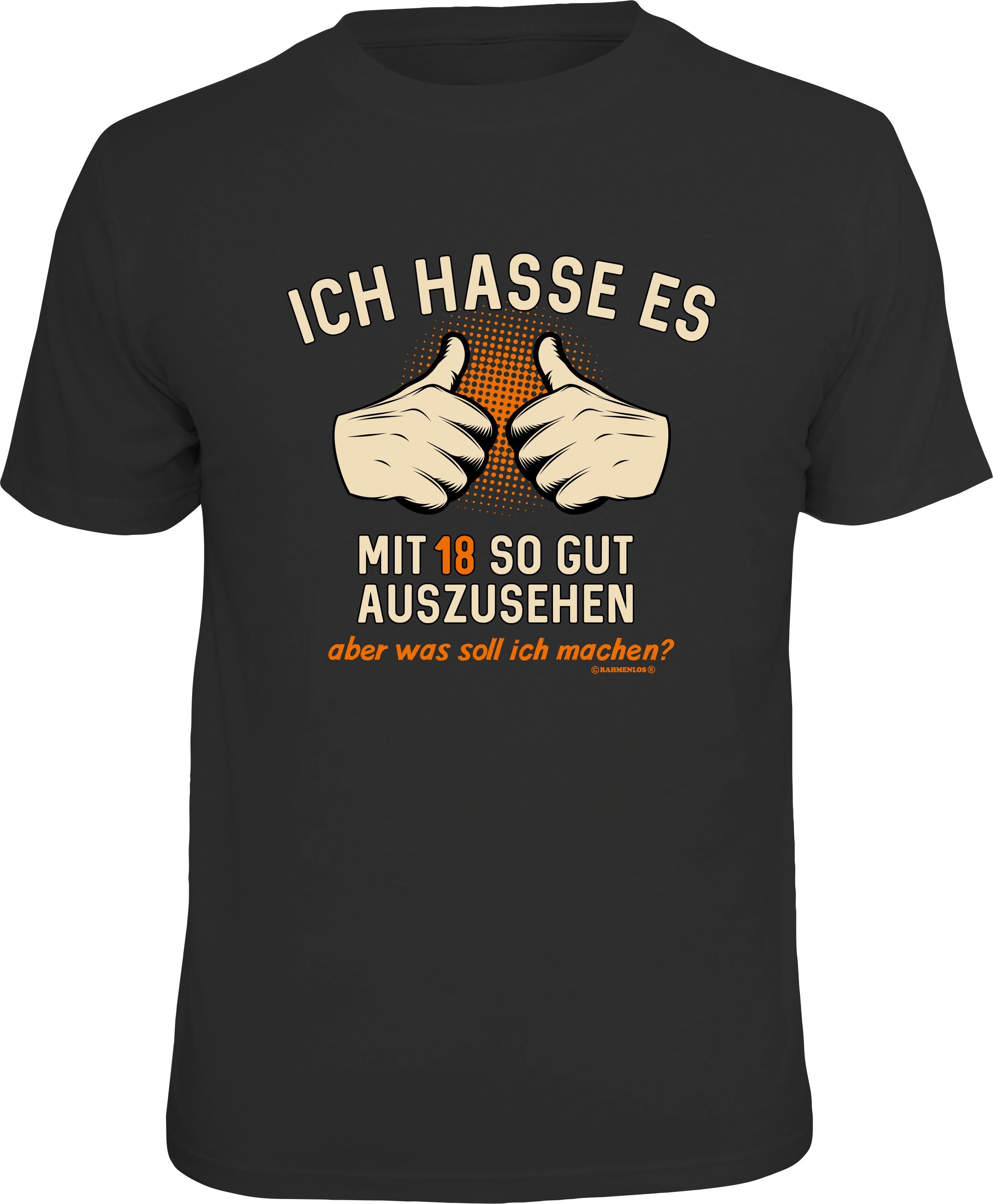 Rahmenlos TShirt zum 18. Geburtstag mit Aufdruck, Aus weicher Baumwolle für höchsten