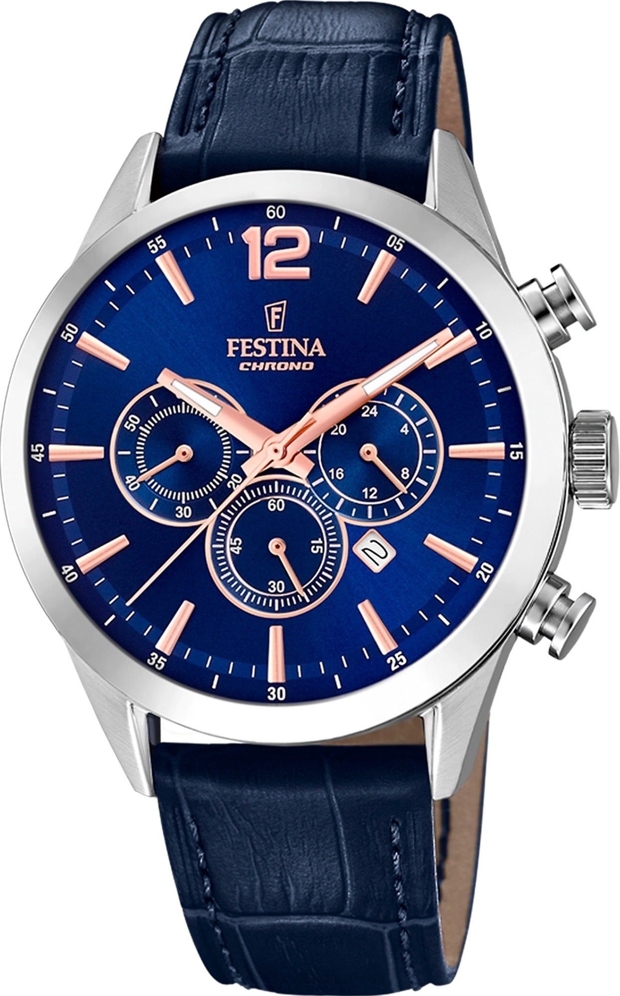 Chronograph Festina Herren Uhr F20542/4 Lederarmband