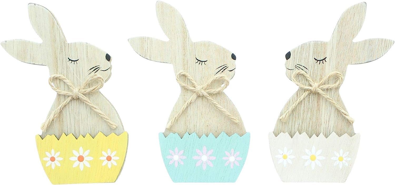Frank Flechtwaren Dekofigur Hase im Blumenkorb (3 St)