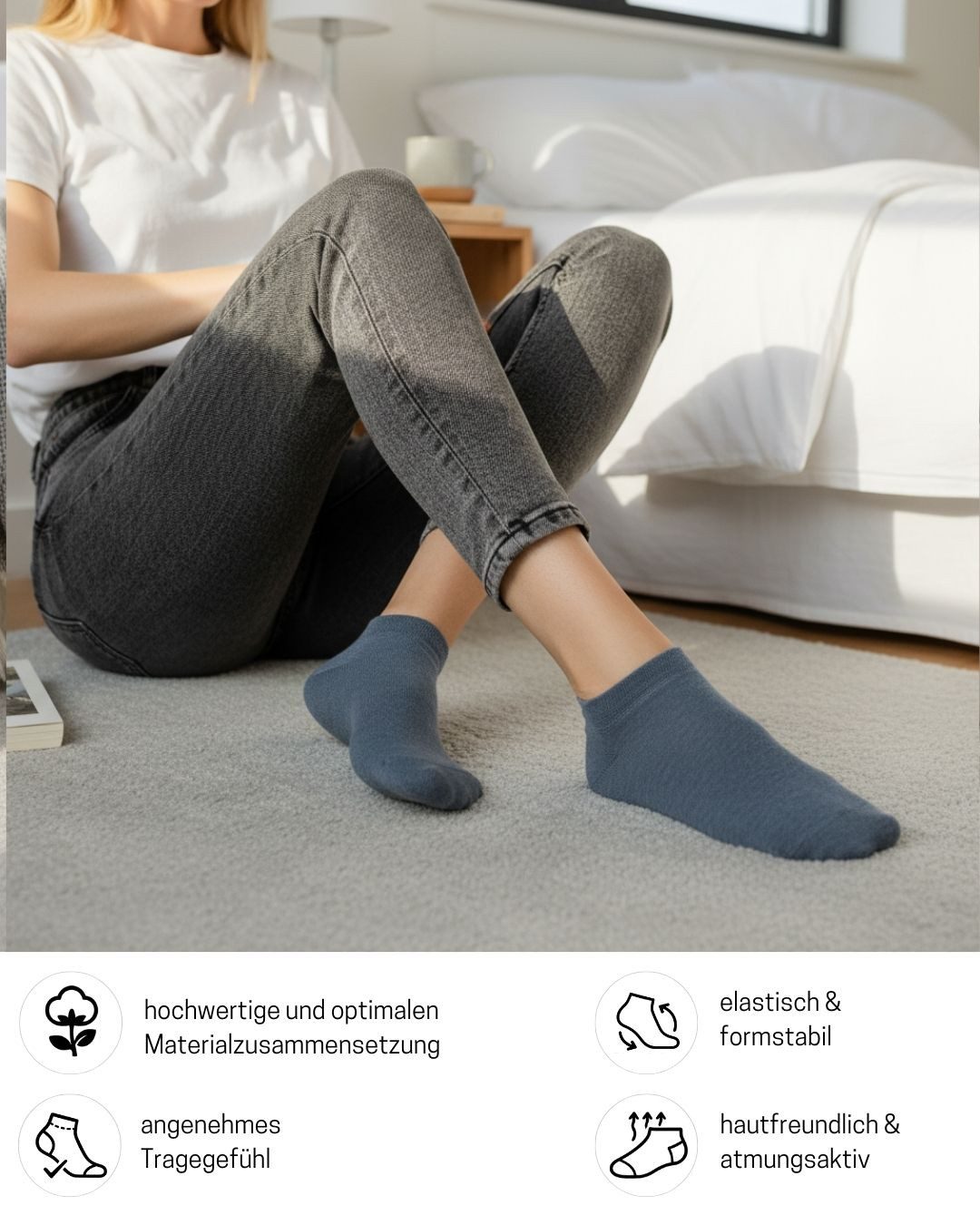 sockenkauf24 Sneakersocken Premium Sneaker Socken Herren & Damen mit Komfortbund ohne Gummidruck (30-Paar) atmungsaktive gekämmte Baumwolle, ohne Naht, Exclusiv – Bild 4 von 5