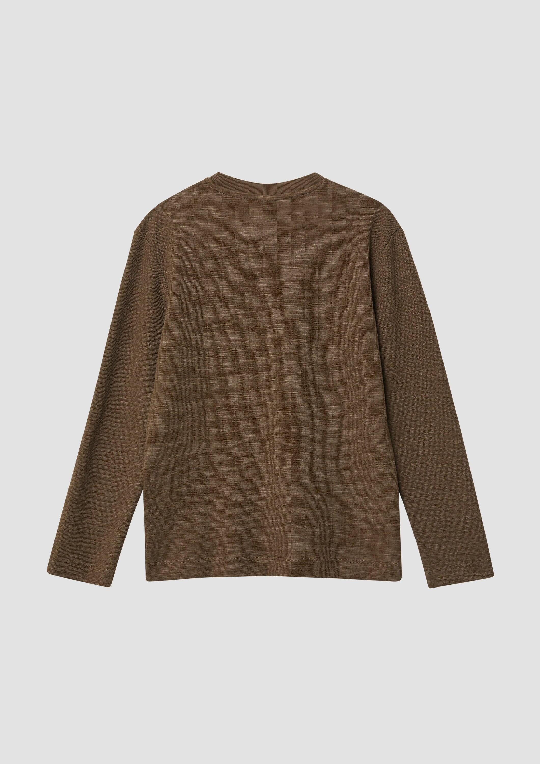 s.Oliver Langarmshirt T-Shirt Longsleeve aus strukturiertem Jersey mit Brusttasche