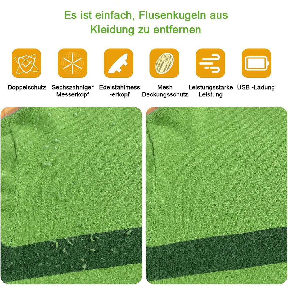 TUWENA Fusselrasierer Fusselrasierer Elektrisch, mit LED-Anzeigen und USB Wiederaufladbar, LED Smart Screen Display mit austauschbarem Klinge, USB -Ladung