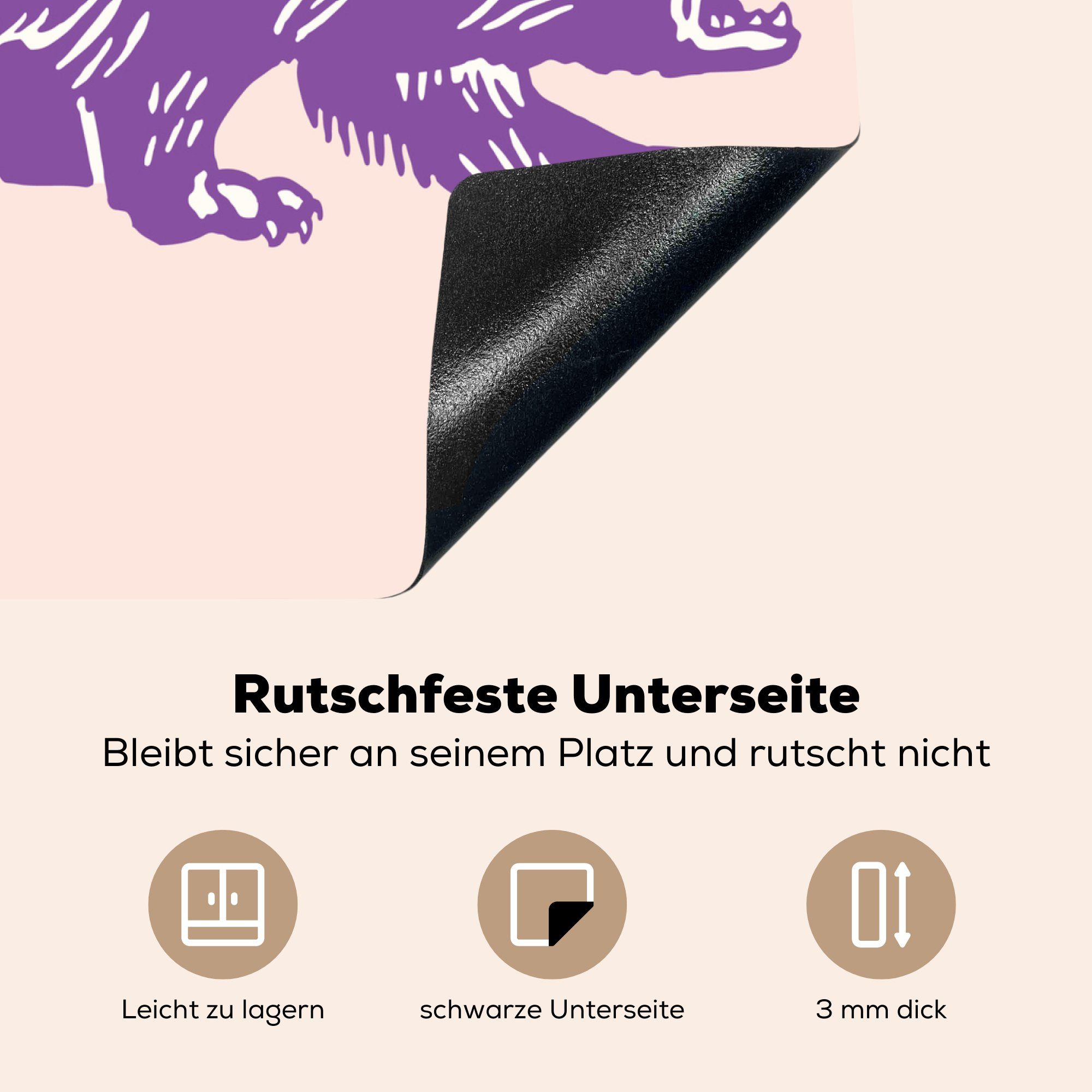 Vielfraßes Eine Ceranfeldabdeckung Herdblende-/Abdeckplatte cm, (1 tlg), Lila, in Illustration Arbeitsfläche nutzbar, MuchoWow Vinyl, 60x52 Mobile eines