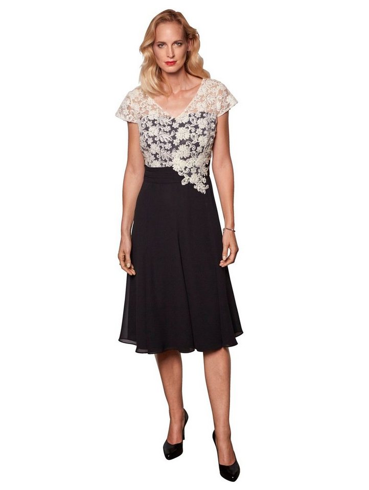 Mona Kleid mit Spitzenoberteil in schwarz