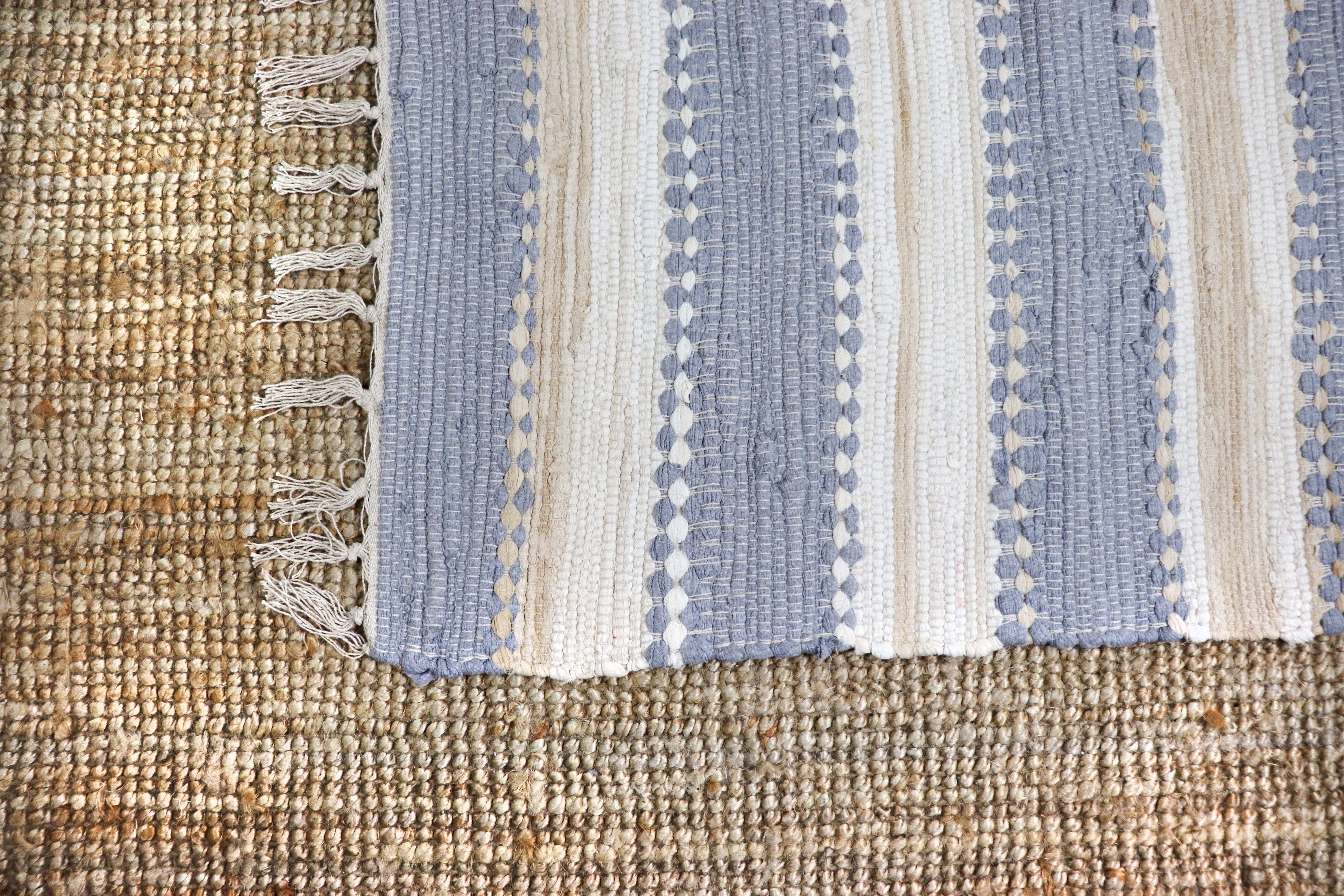 jilda-tex Läufer Teppich-Läufer Streifen Fransen recycelt 60x90 cm Baumwoll günstig online kaufen