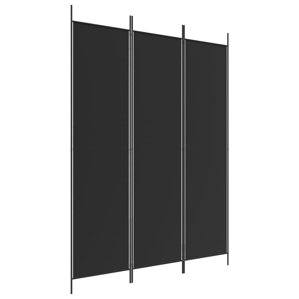 furnicato Raumteiler Schwarzer 150 x 200 cm aus Stoff mit 3 Paneelen, 1-tlg., Klappbarer Paravent als Sichtschutz für Schlafzimmer und Wohnzimmer