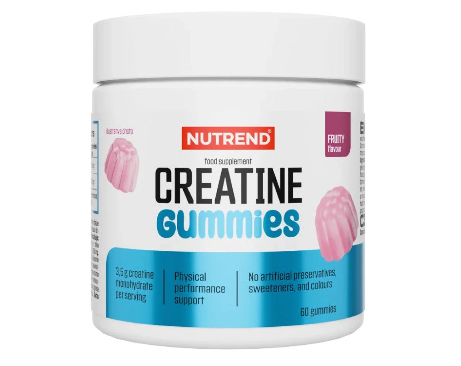 NUTREND Nutrend Creatine Gummies Fruity, 60 Stück Kreatin Creatine Gummis, 1 er Nicht als Set à 60 St., 210 g, Kreatin in Fruchtgummi-Form, Agar-Pektin-Gelee, keine Gelatine