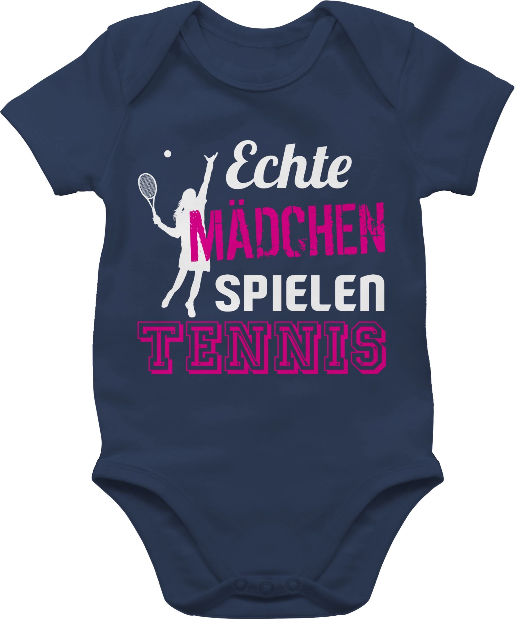Shirtracer Shirtbody Echte Mädchen spielen Tennis Sport & Bewegung Baby 2 Navy Blau