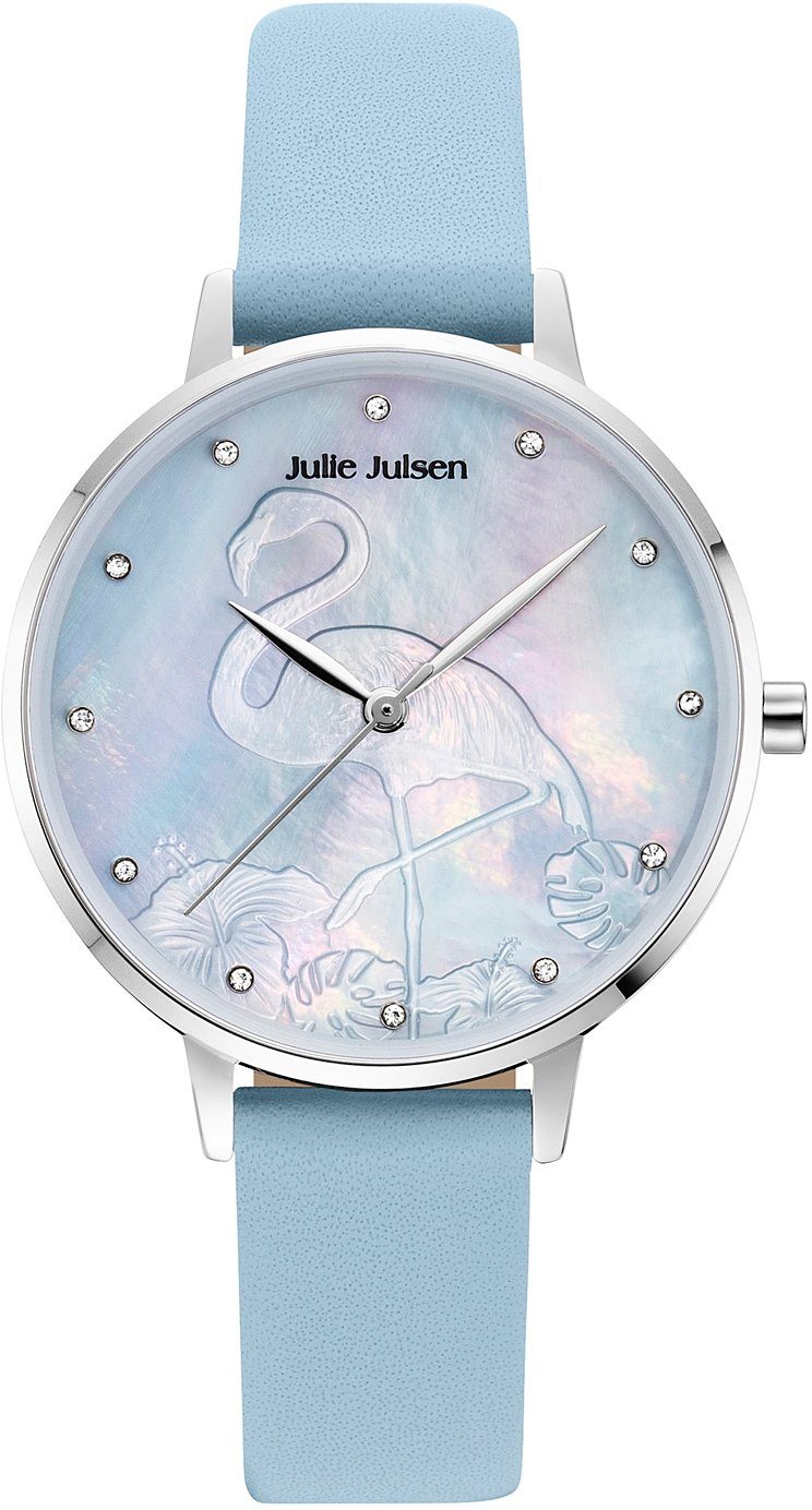 Julie Julsen Quarzuhr Flamingo Blue, JJW1006SL-01, Armbanduhr, Damenuhr, gehärtetes Mineralglas