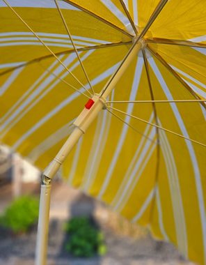 Meinposten Sonnenschirm gelb weiß gestreift UV-Schutz 30+ Schirm Strandschirm Ø 150 cm, höhenverstellbar