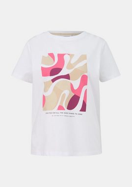 comma casual identity Kurzarmshirt T-Shirt mit Frontprint Logo