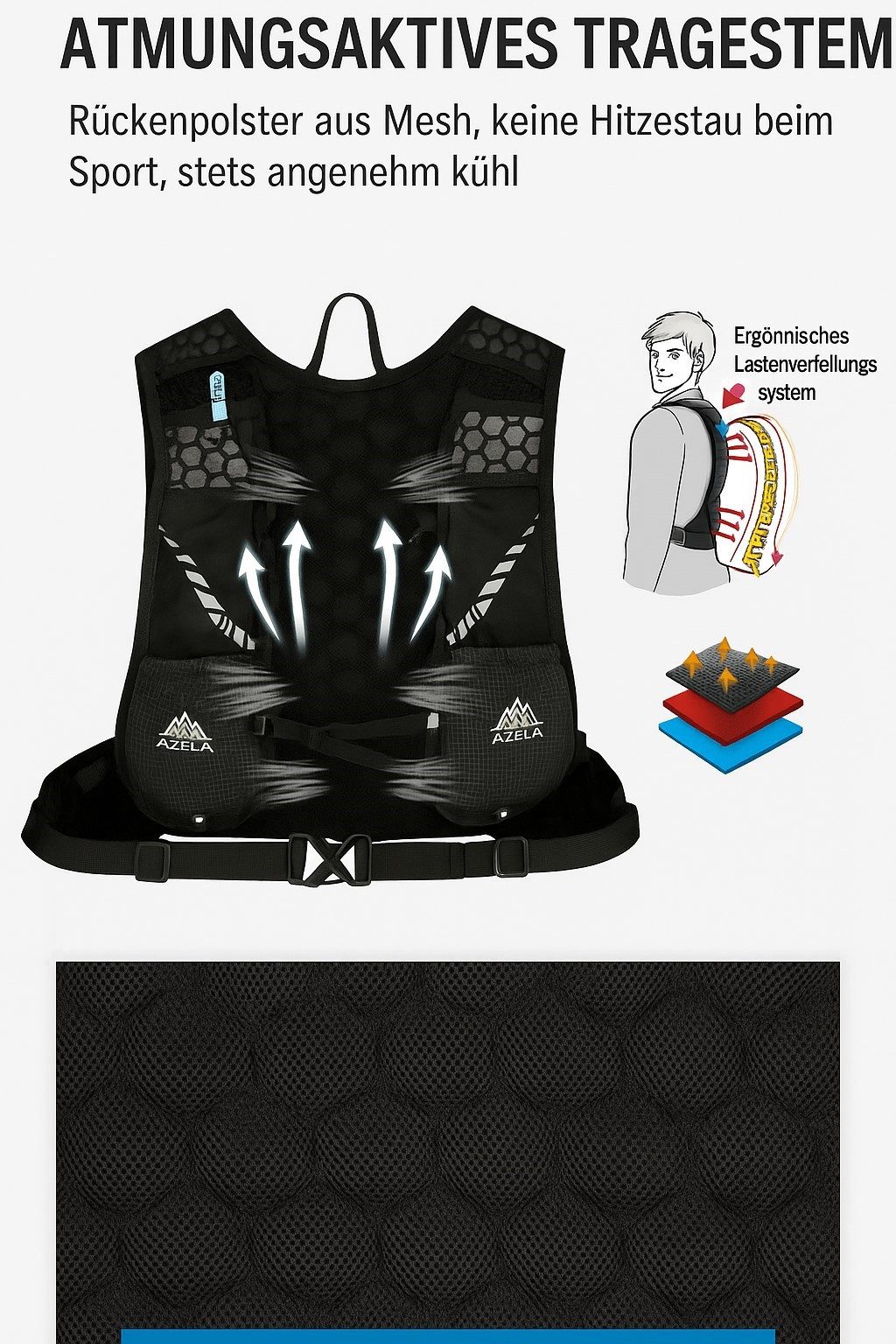 Maity Trinkrucksack 20 L ultraleichter Trinkrucksack,Laufweste, Fahrradrucksack (atmungsaktivem Mesh), mit reflektierenden Streifen