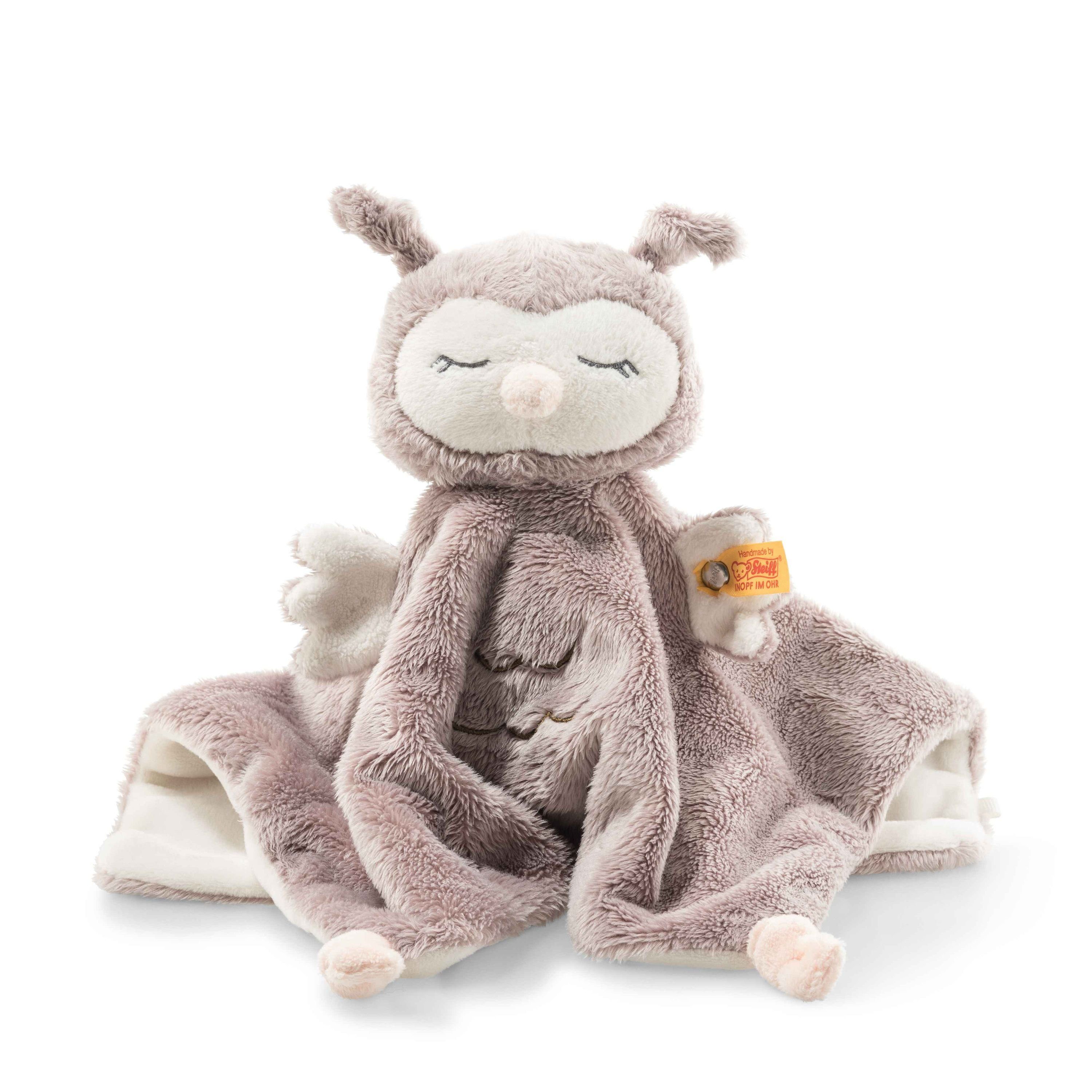 Steiff Kuscheltier Soft Cuddly Friends Ollie Eule Schmusetuch, rosebraun/creme