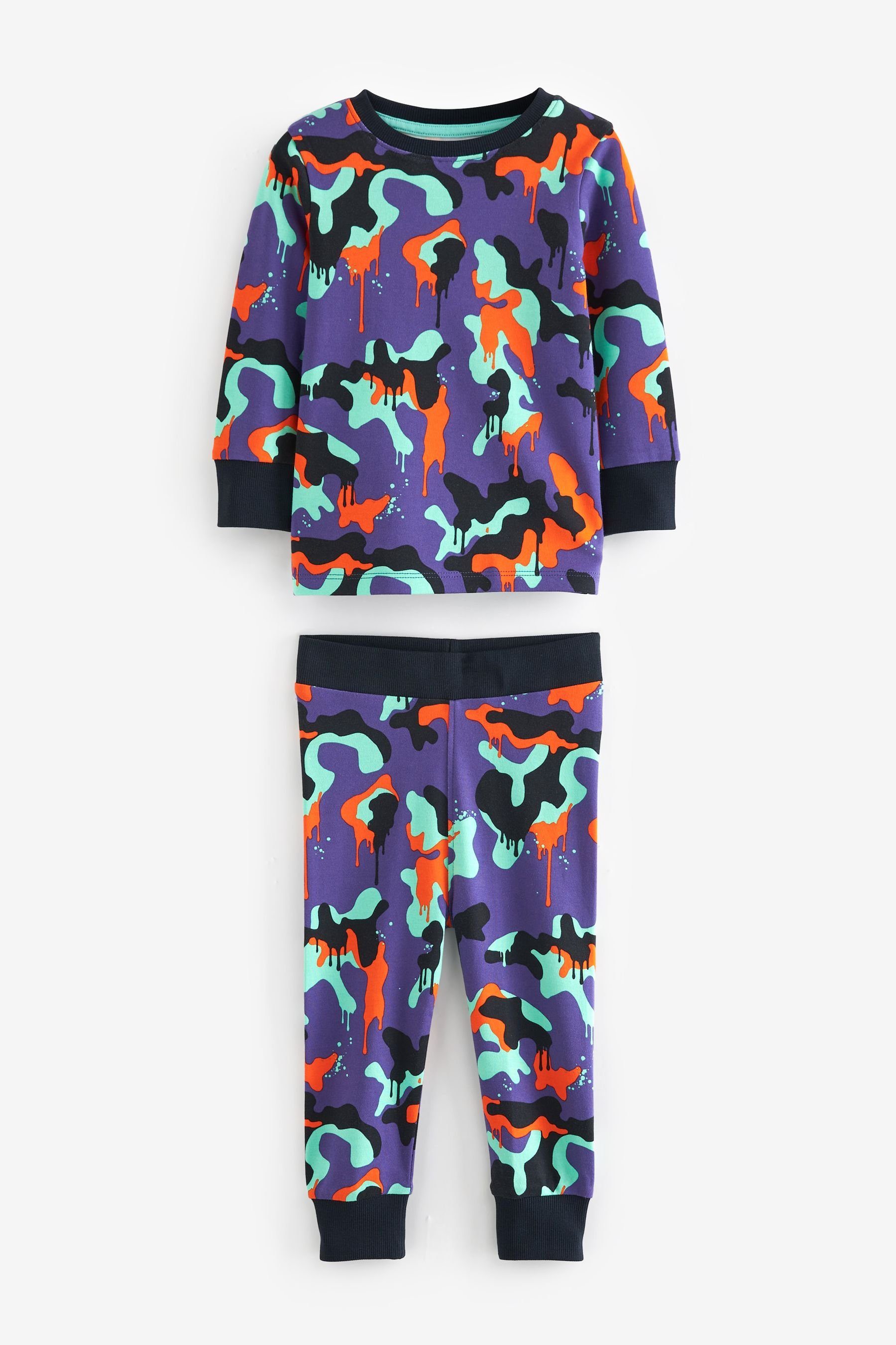 (6 Pyjama Dinosaur tlg) Space Navy 3er-Pack Snuggle Schlafanzüge Blue/Purple Next