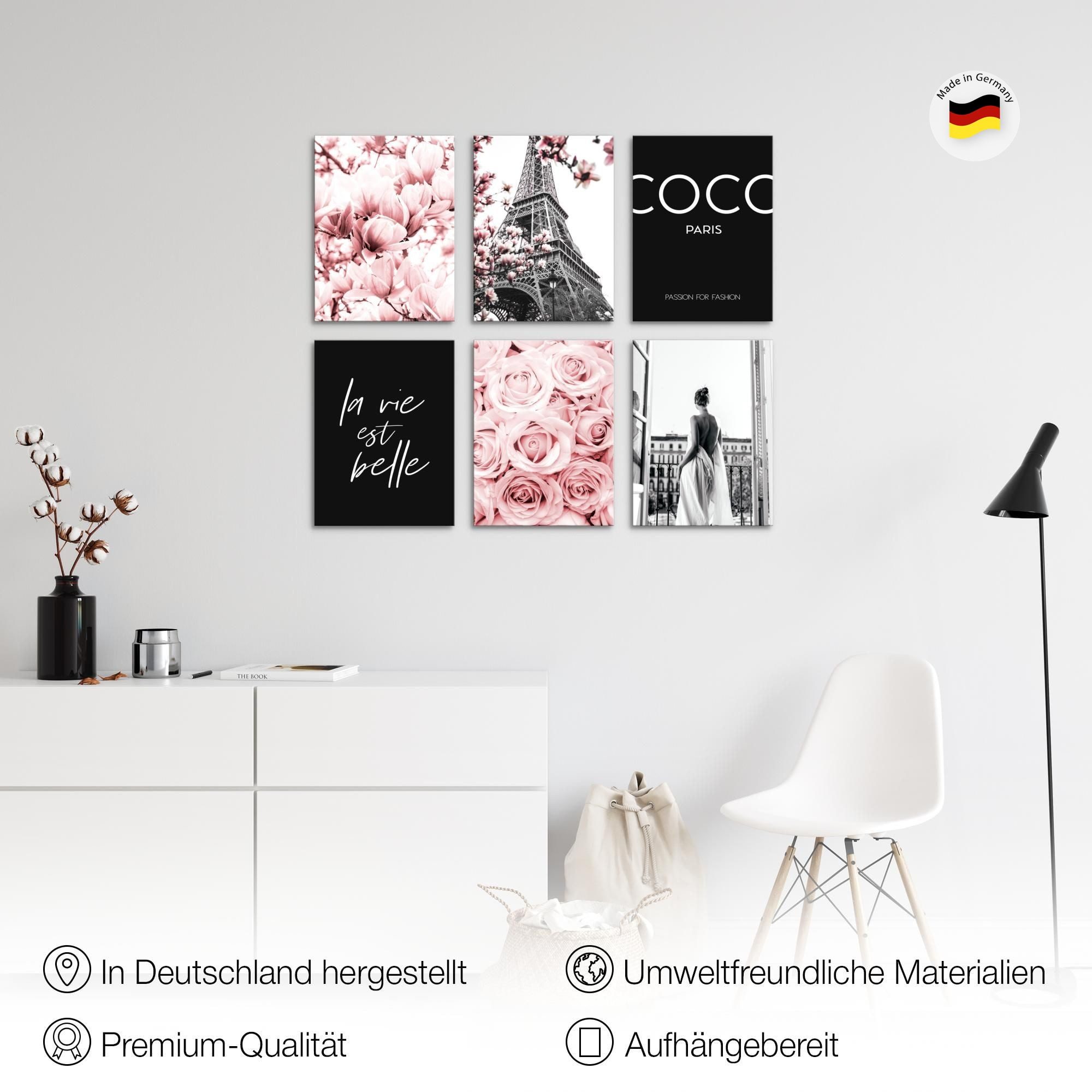 Novart Wandbild AUFHÄNGFERTIG Mädchen Teenager Bilder Fashion Paris Coco Rosa, 30 x 40 cm - 6 Bilder – Bild 2 von 5