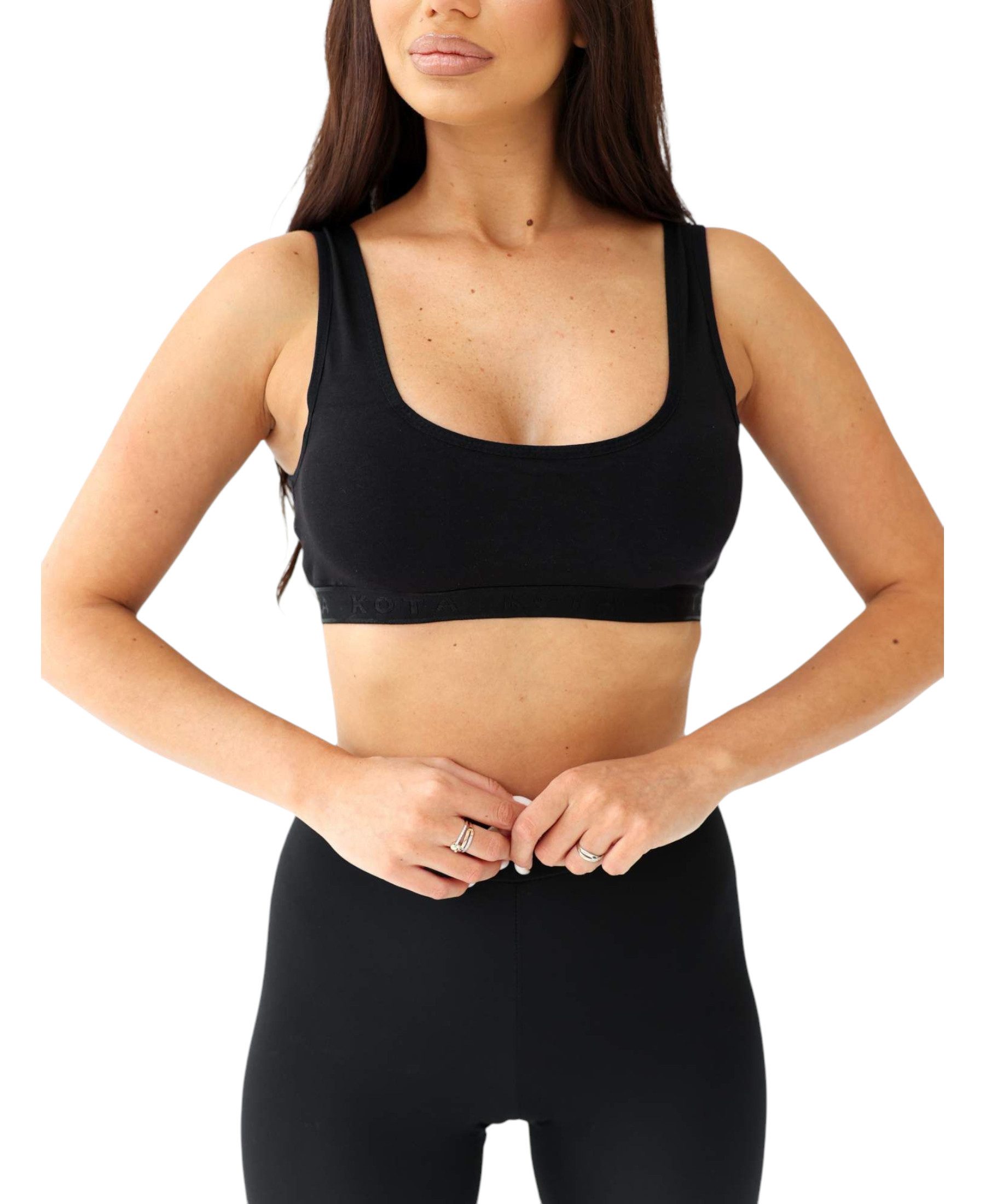 fashionshowcase Sport-Bustier Damen BH Top mit breiten Trägern V-Ausschnitt abnehmbaren Pads (1-tlg) Ideal kombinierbar mit sportlicher & schlichter Kleidung